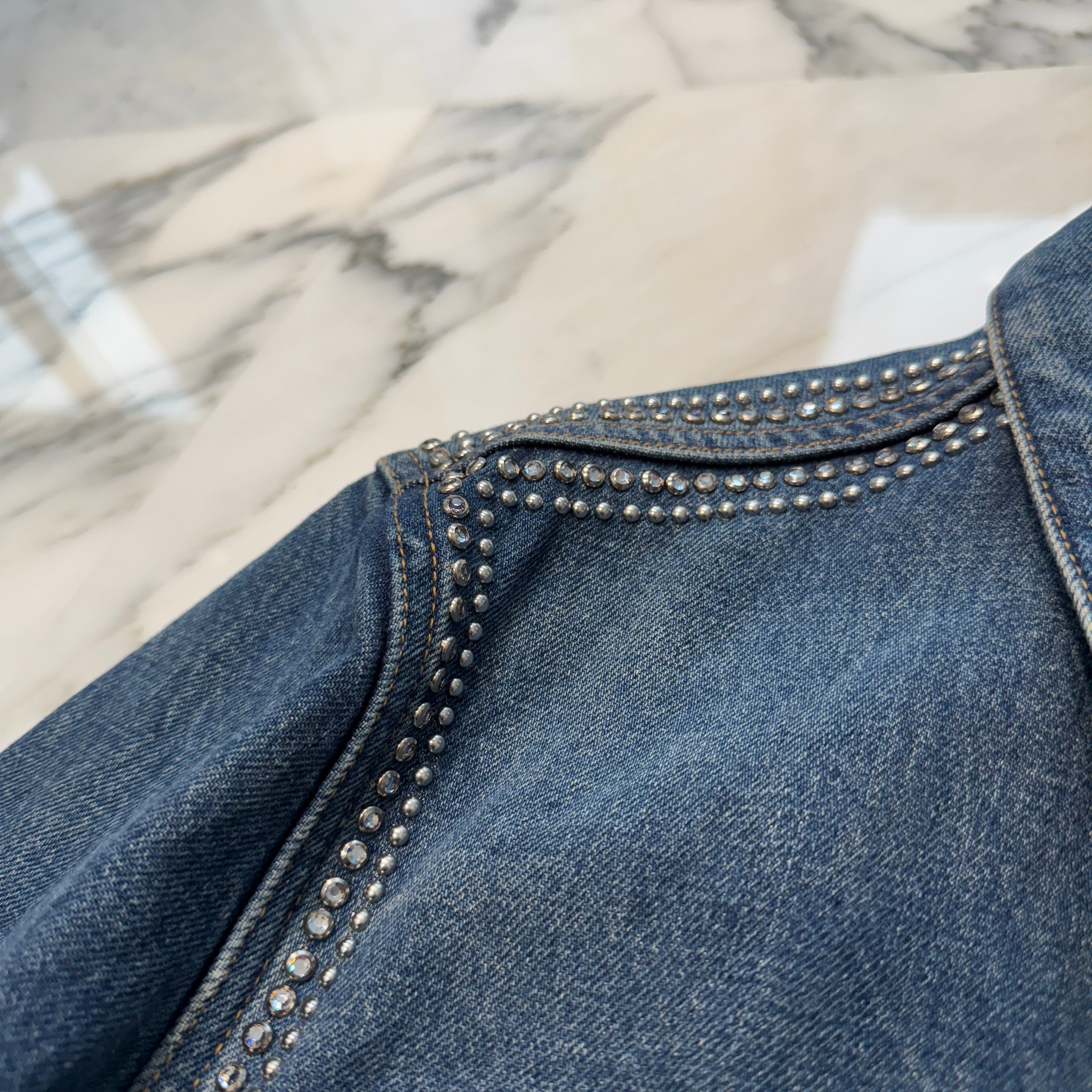 CELINE 2023AW LEPALACE Studs Denim Trucker Jacket Q793365M Size S セリーヌ リパレス スタッズ デニムトラッカージャケット サイズ S