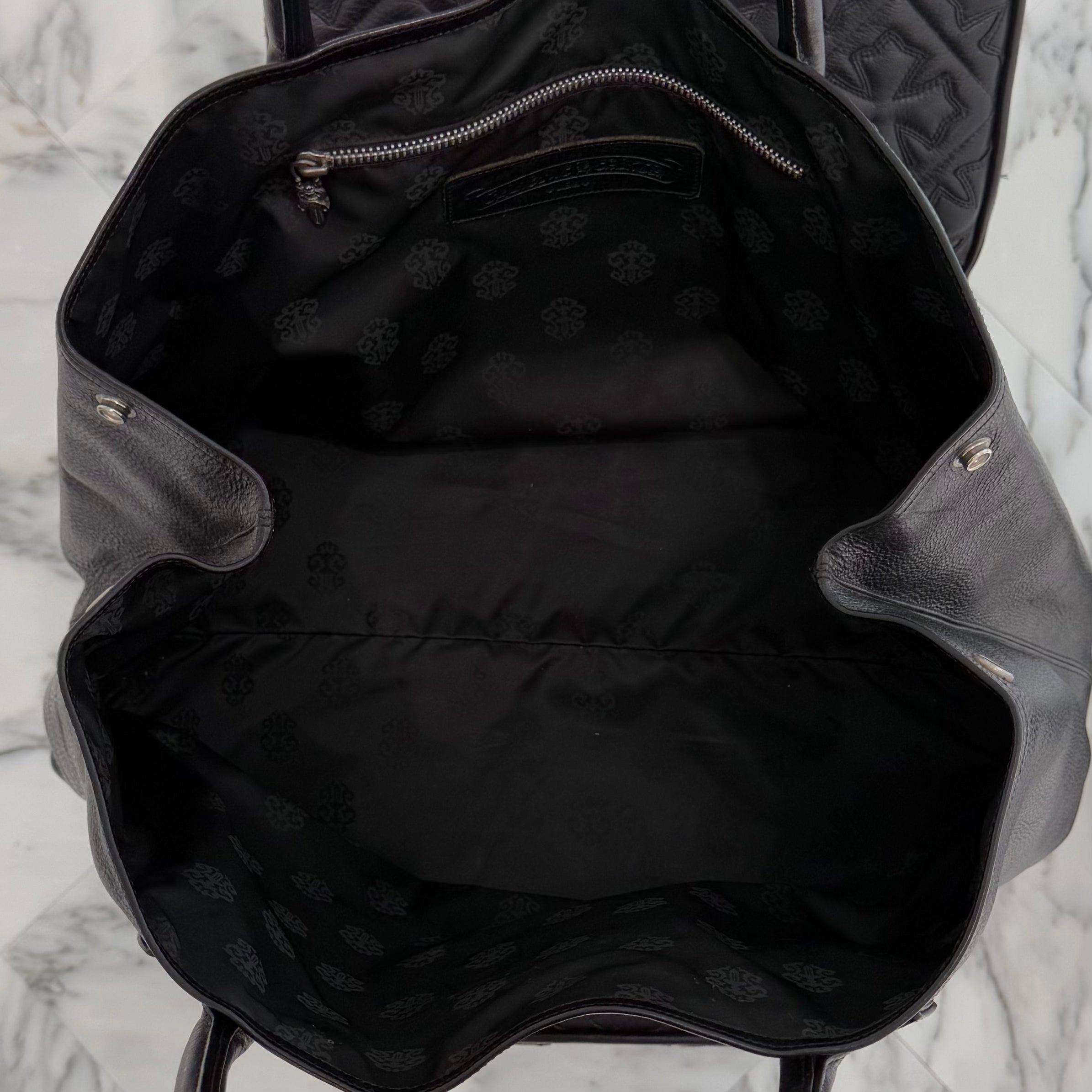 CHROME HEARTS 3 Cemetery Cross Patch FS Leather Tote Bag クロムハーツ 3セメタリークロスパッチ FS レザートートバッグ