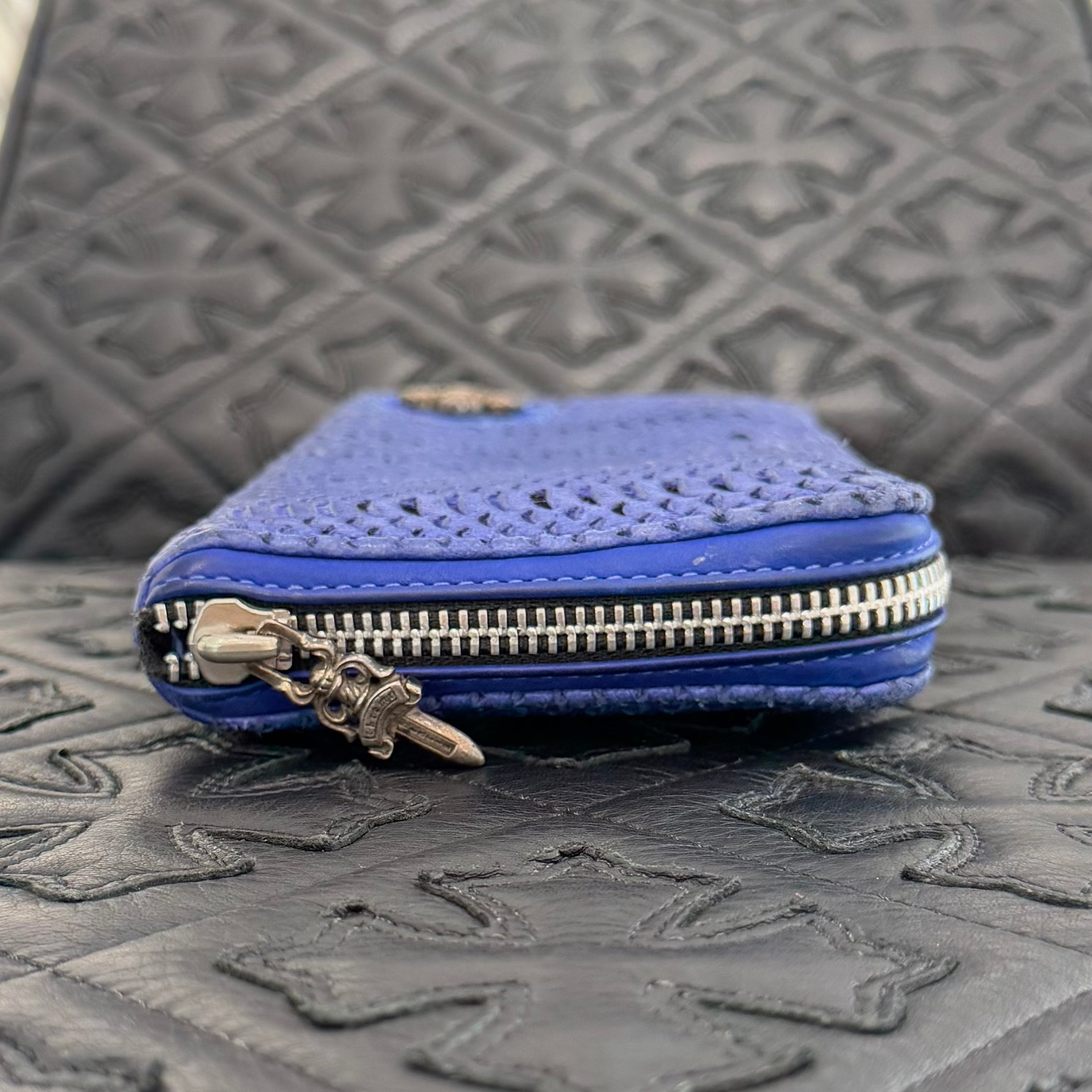 CHROME HEARTS Filigree Cross Leather Patch Blue Wallet クロムハーツ フィリグリークロス レザーパッチ ウォレット