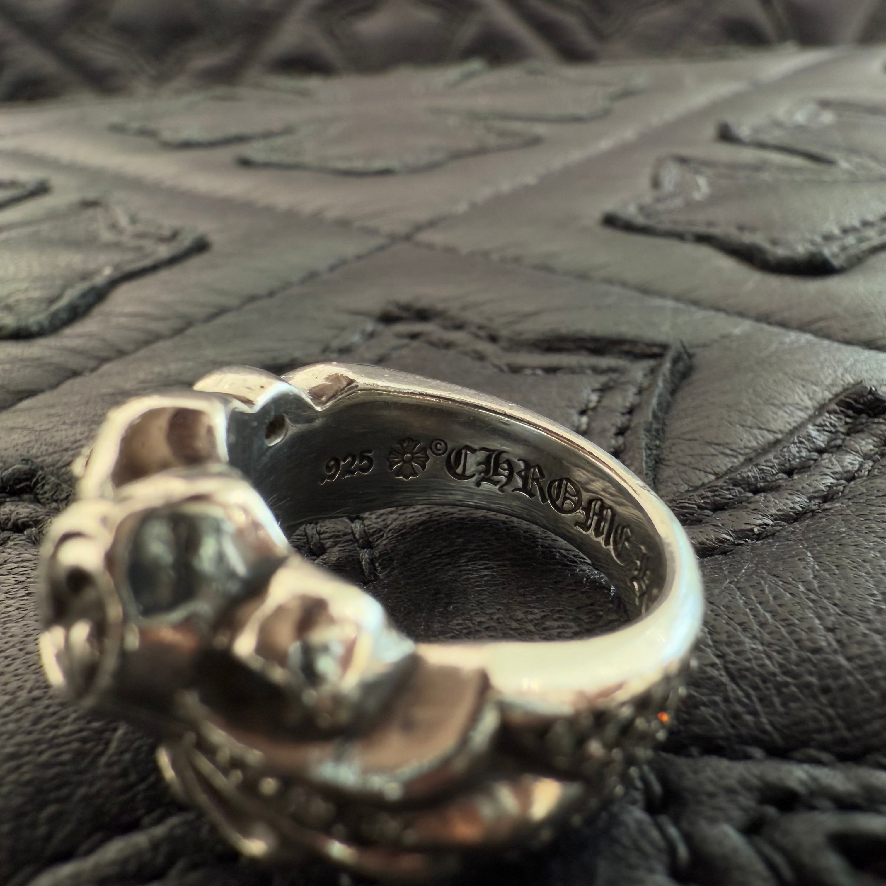 CHROME HEARTS Floral Cross Heart Pave Diamond Silver Ring Size 8号 クロムハーツ フローラルクロス ハート パヴェダイヤモンド シルバーリング シルバー925 サイズ8号