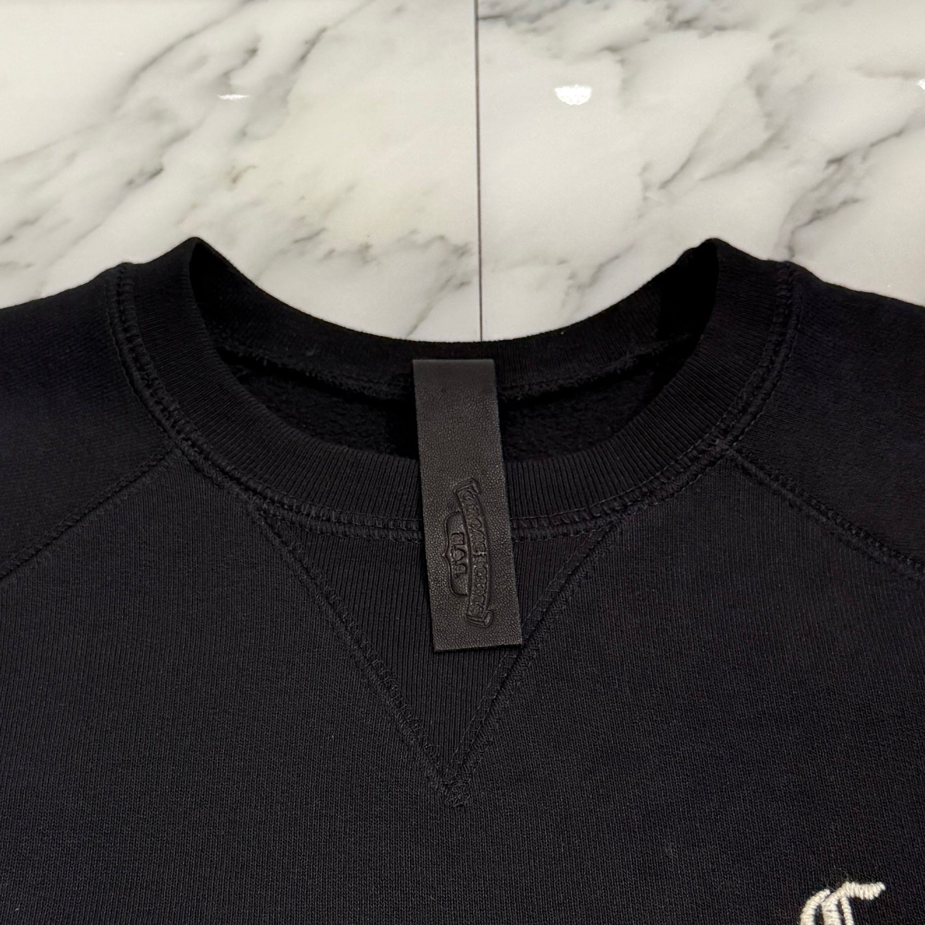 CHROME HEARTS Y NOT SLO RIDE Silver Cross Leather Patch Sweat Shrits Size M クロムハーツ ワイノット スローライド シルバークロス レザーパッチ スウェットシャツ サイズM