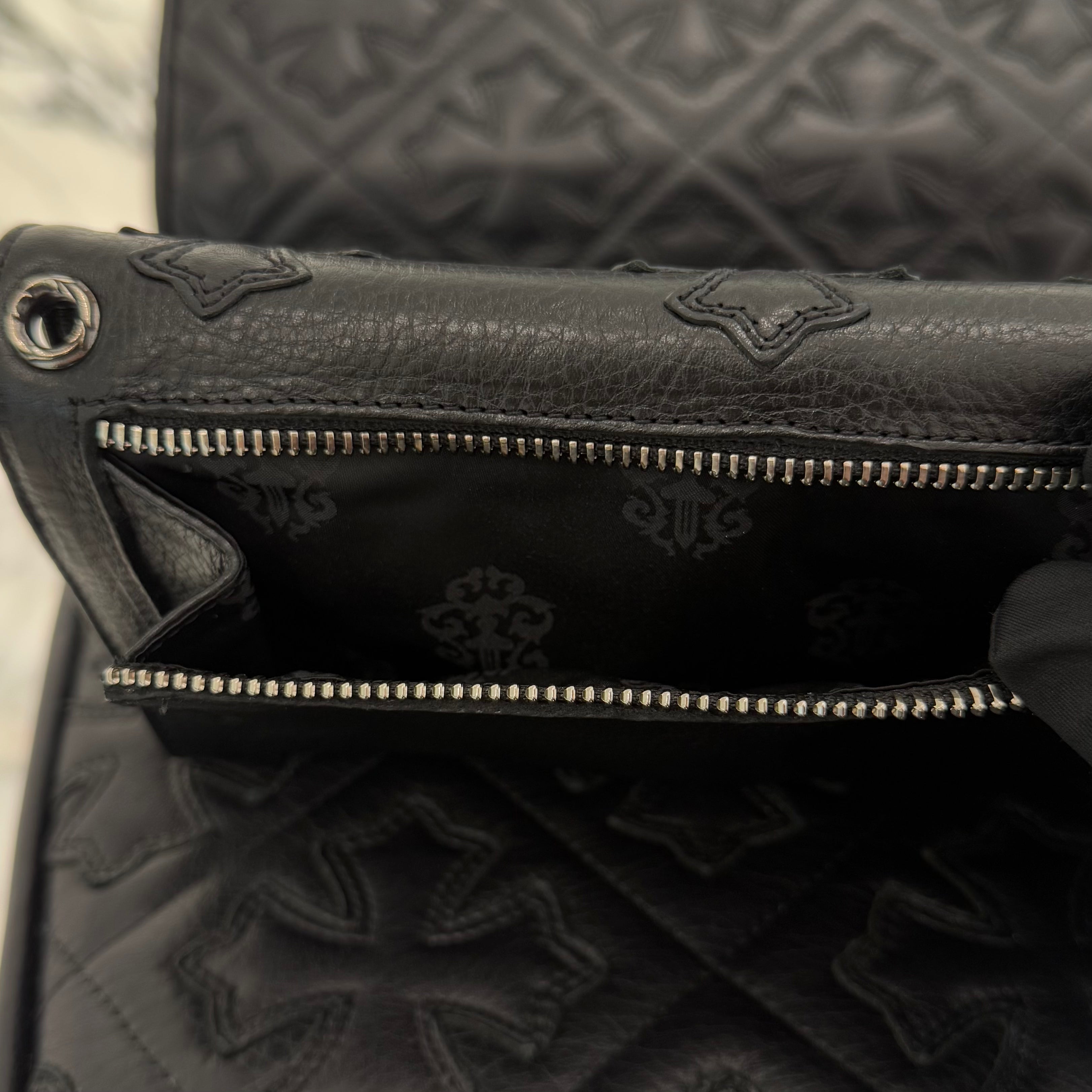 CHROME HEARTS Cemetery Leather Cross Patch Wave Cross Ball Wallet クロムハーツ セメタリーレザークロスパッチ ウェーブクロスボール ウォレット