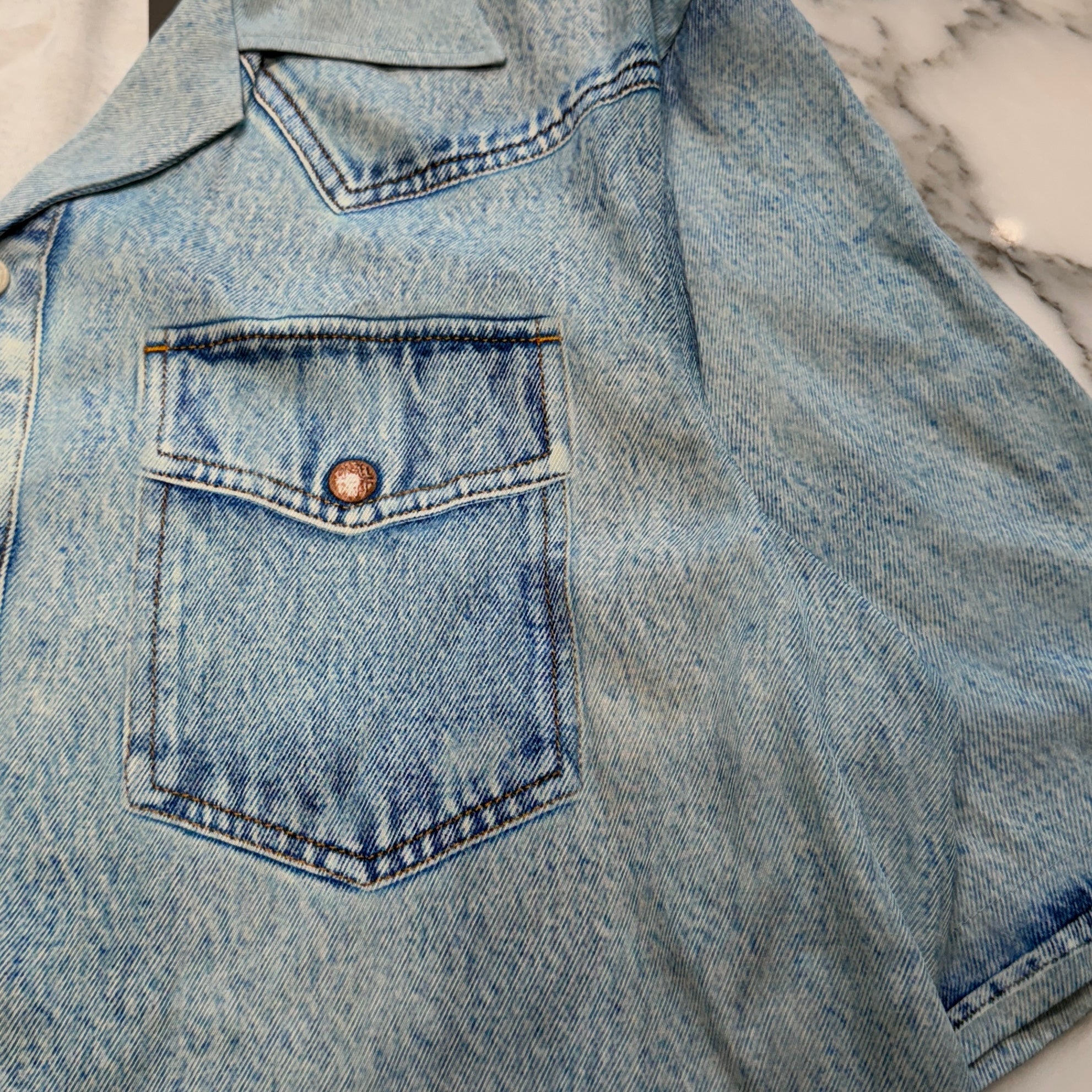 DIESEL Denim Transcription Rayon Short Sleeve Shirt A08538-0DMAH01 Size 50 ディーゼル デニム転写 レーヨン ショートスリーブシャツ サイズ50
