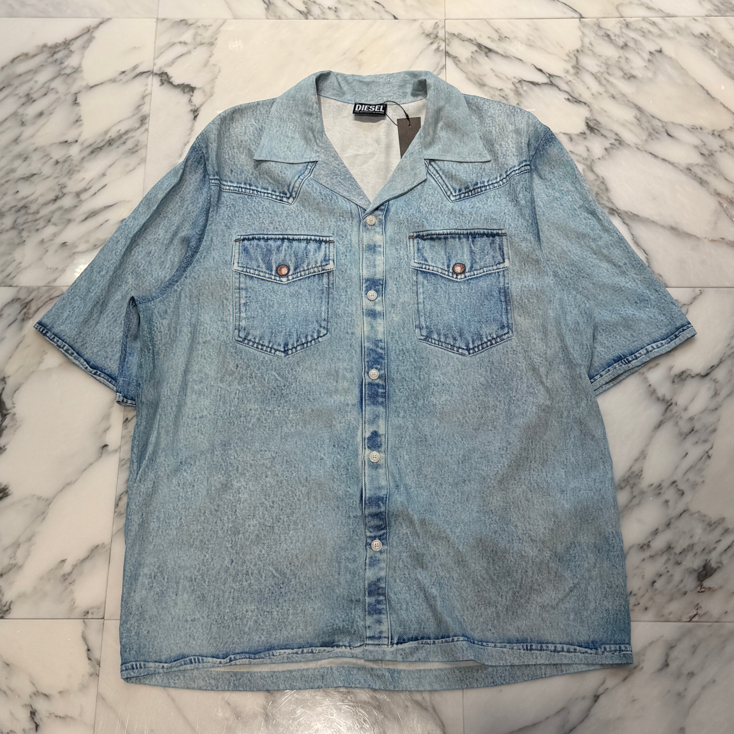DIESEL Denim Transcription Rayon Short Sleeve Shirt A08538-0DMAH01 Size 50 ディーゼル デニム転写 レーヨン ショートスリーブシャツ サイズ50