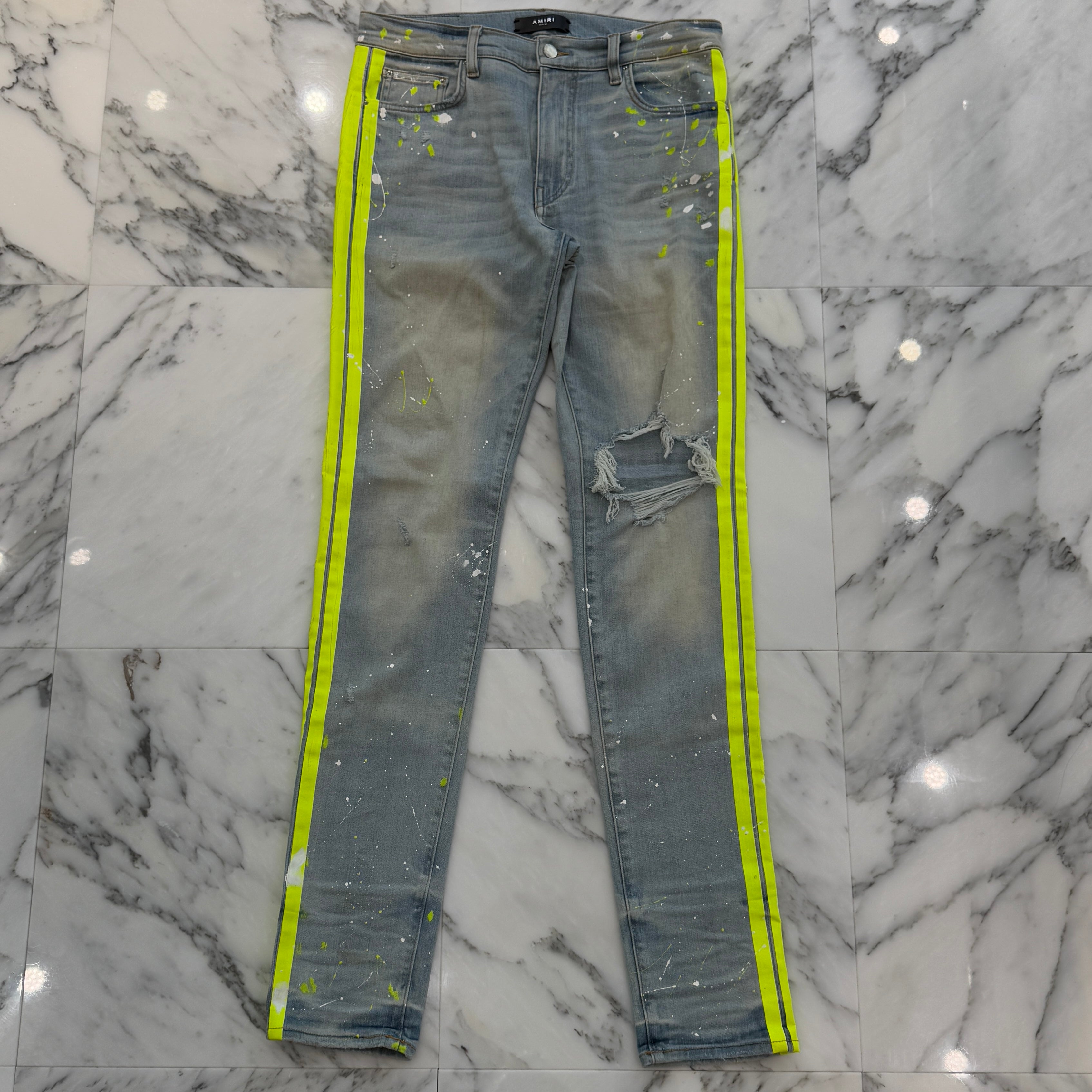 AMIRI Distressed Side Line Track Skinny Denim Pants Size 32 アミリ ディストレスト サイドライン トラック スキニーデニムパンツ サイズ 32