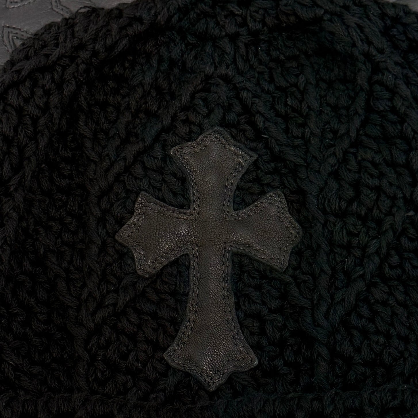 CHROME HEARTS Leather Cross Patch Cashmere Beanie Size ONE SIZE(26cm) クロムハーツ レザークロスパッチ カシミヤビーニー サイズONE SIZE(26cm)