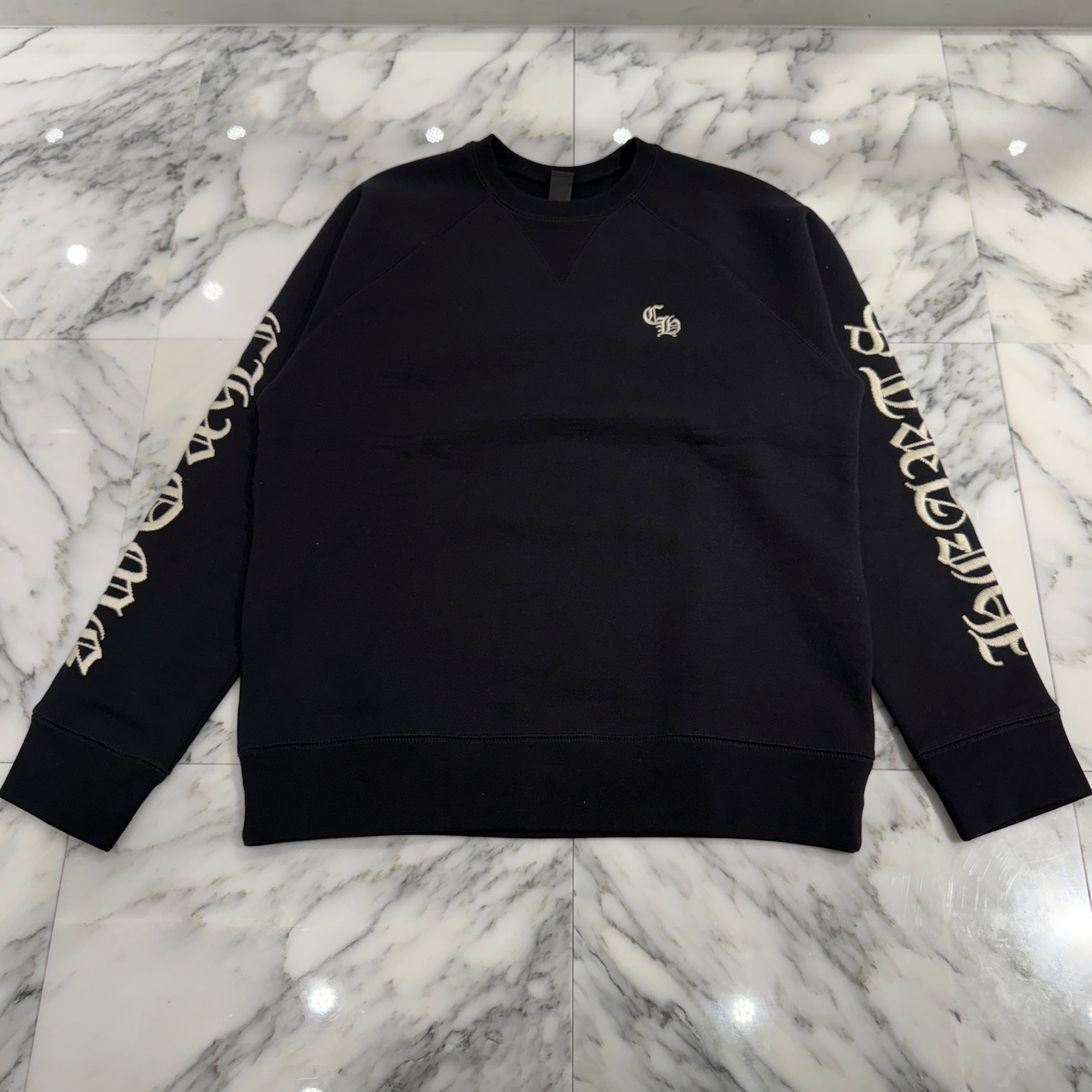 CHROME HEARTS Y NOT SLO RIDE Silver Cross Leather Patch Sweat Shrits Size M クロムハーツ ワイノット スローライド シルバークロス レザーパッチ スウェットシャツ サイズM