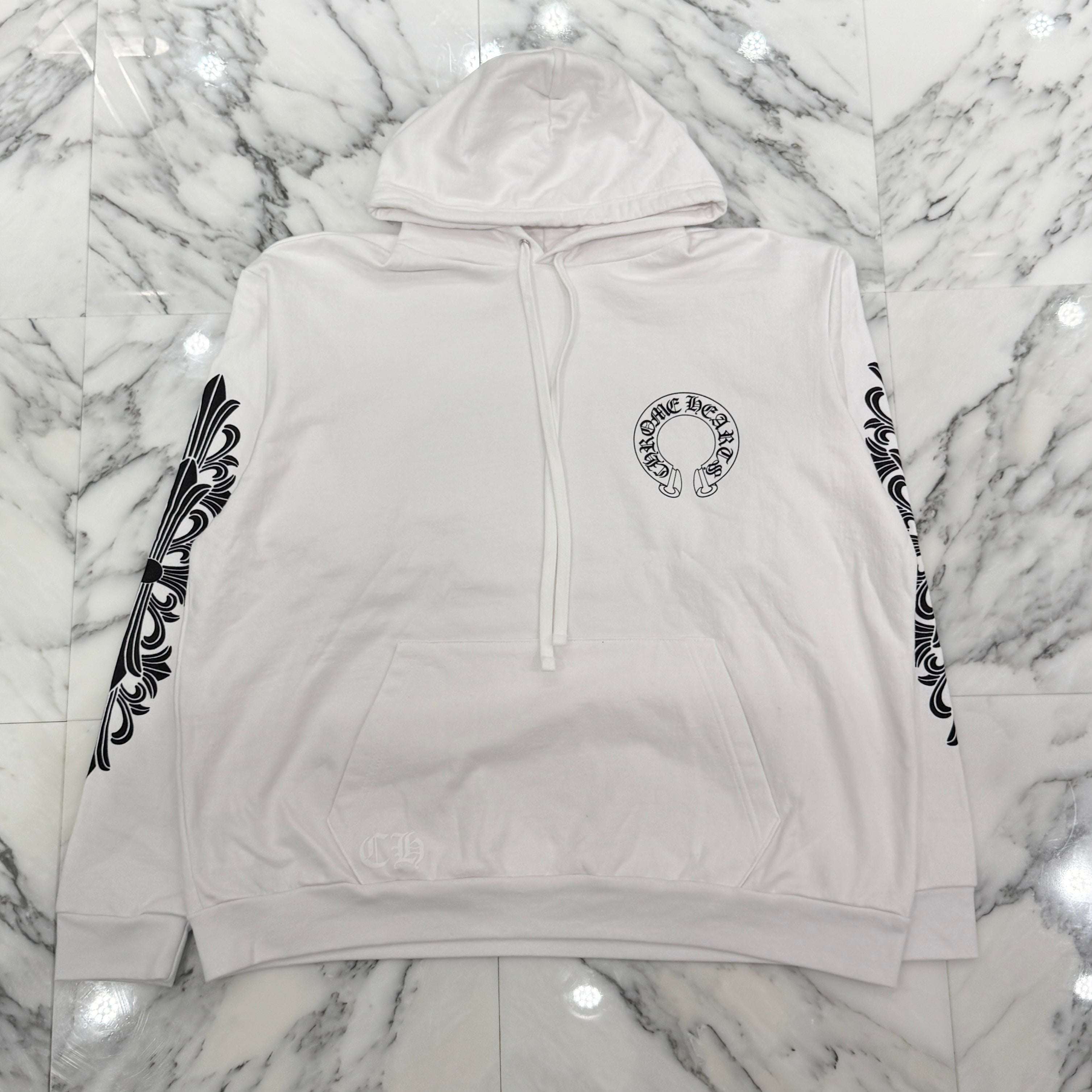 CHROME HEARTS Floral Cross Horseshoe Pullover Hoodie Size XL クロムハーツ フローラルクロスホースシュー プルオーバーフーディ サイズXL