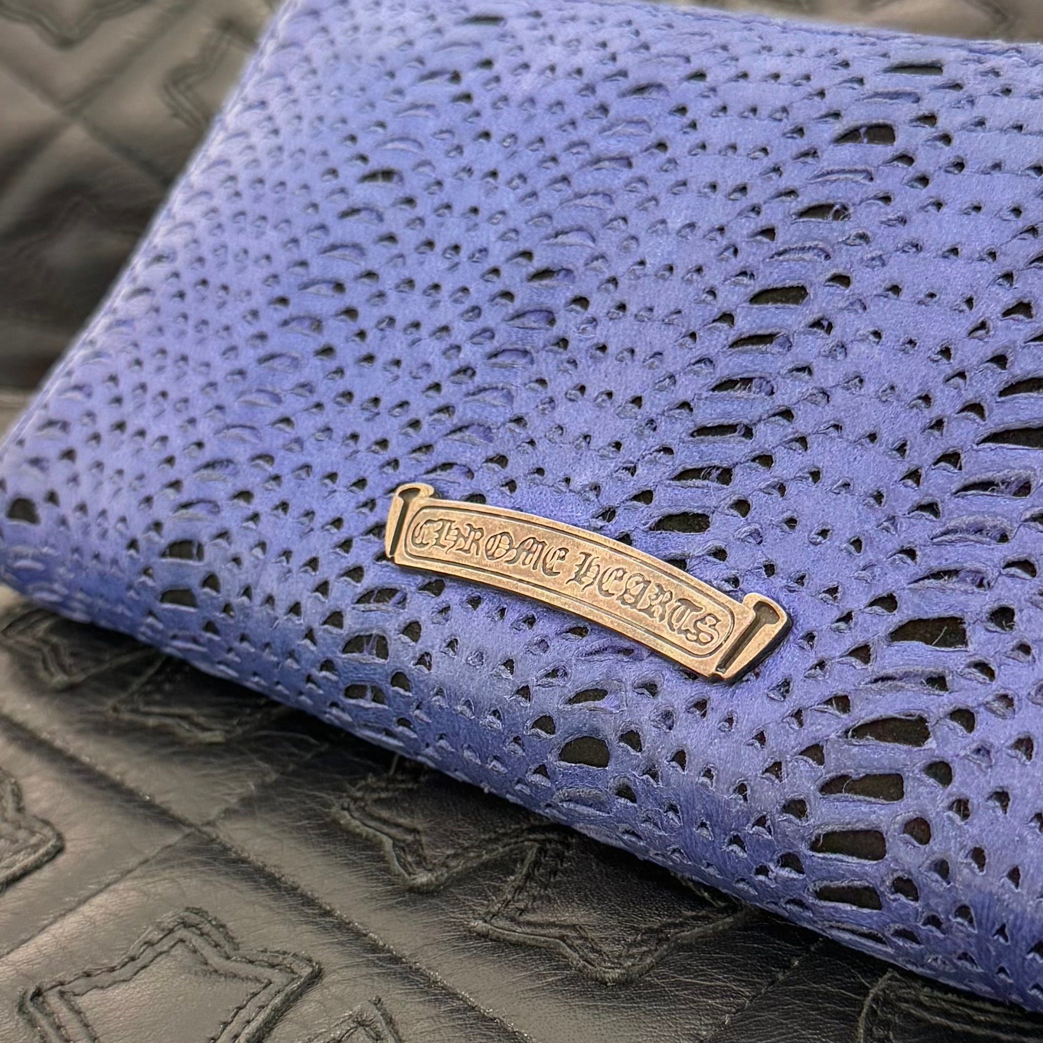 CHROME HEARTS Filigree Cross Leather Patch Blue Wallet クロムハーツ フィリグリークロス レザーパッチ ウォレット