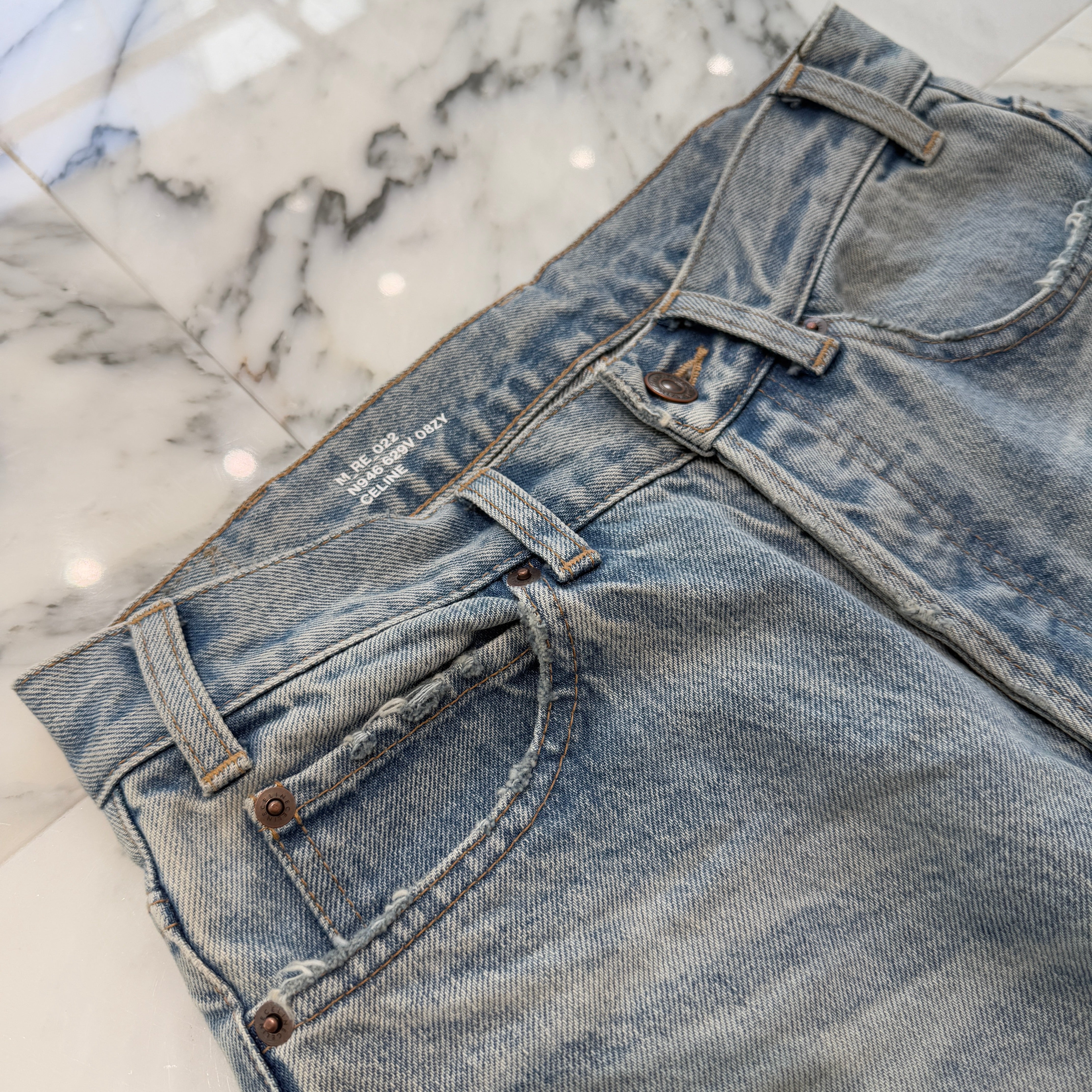 CELINE 2024SS Wesley Jeans In Breezy Point Wash Denim Pants N946629V.08ZY Size 26 セリーヌ ウェスリー ジーンズ イン ブリーズポイントウォッシュ デニムパンツ サイズ 26