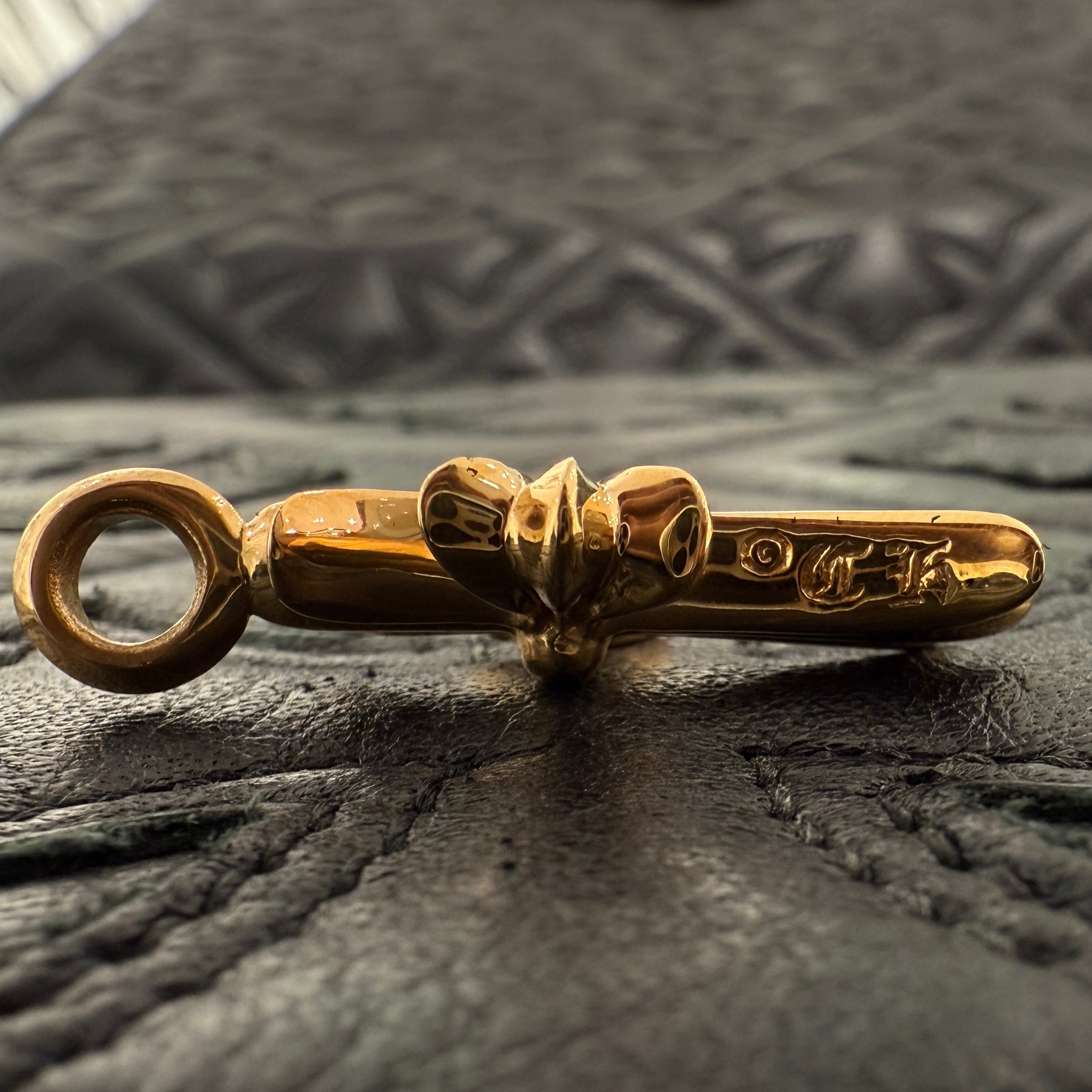 CHROME HEARTS 22K Tiny Fat Cross Pave Sapphire Pendant Top クロムハーツ 22K タイニーファットクロス パヴェサファイア ペンダントトップ