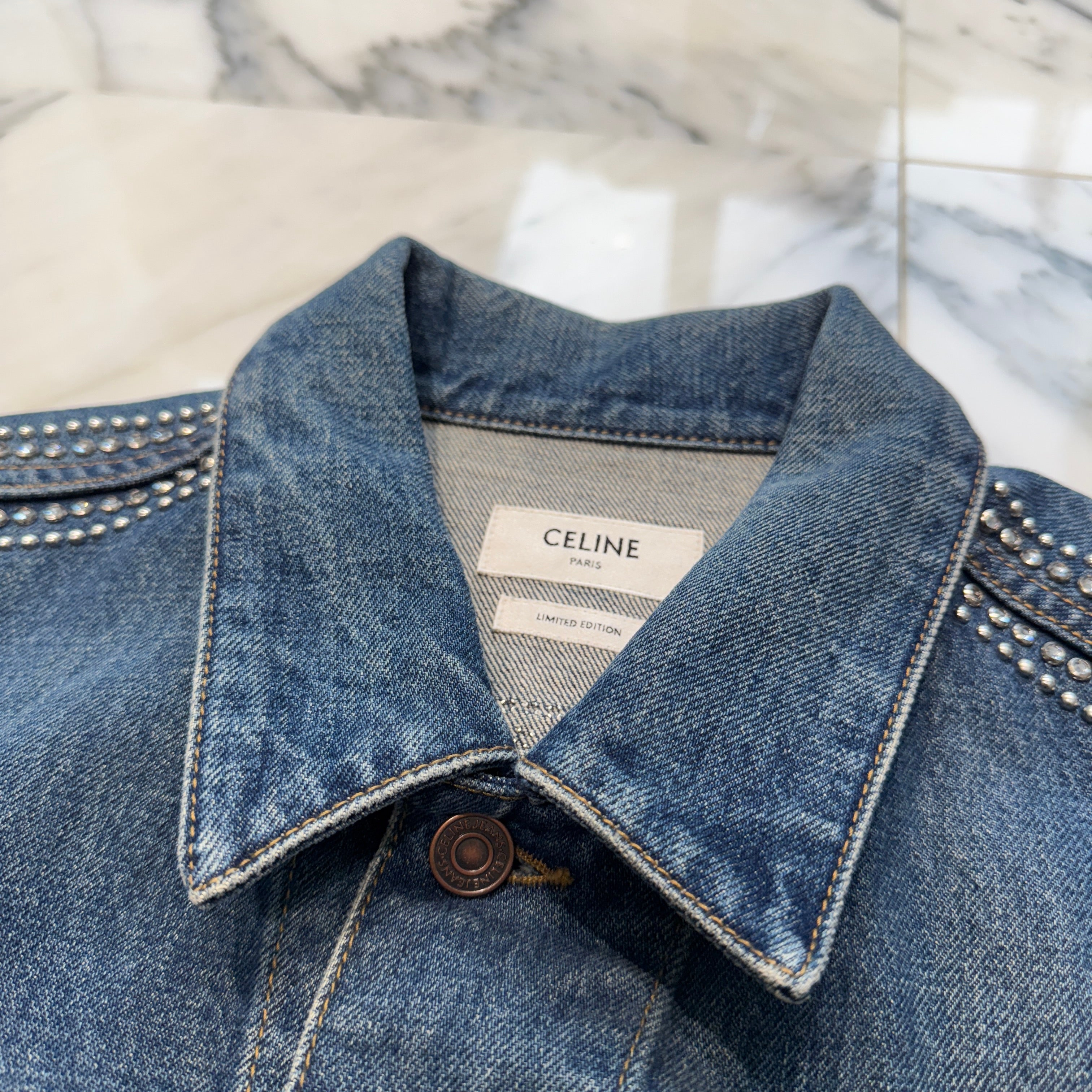 CELINE 2023AW LEPALACE Studs Denim Trucker Jacket Q793365M Size S セリーヌ リパレス スタッズ デニムトラッカージャケット サイズ S