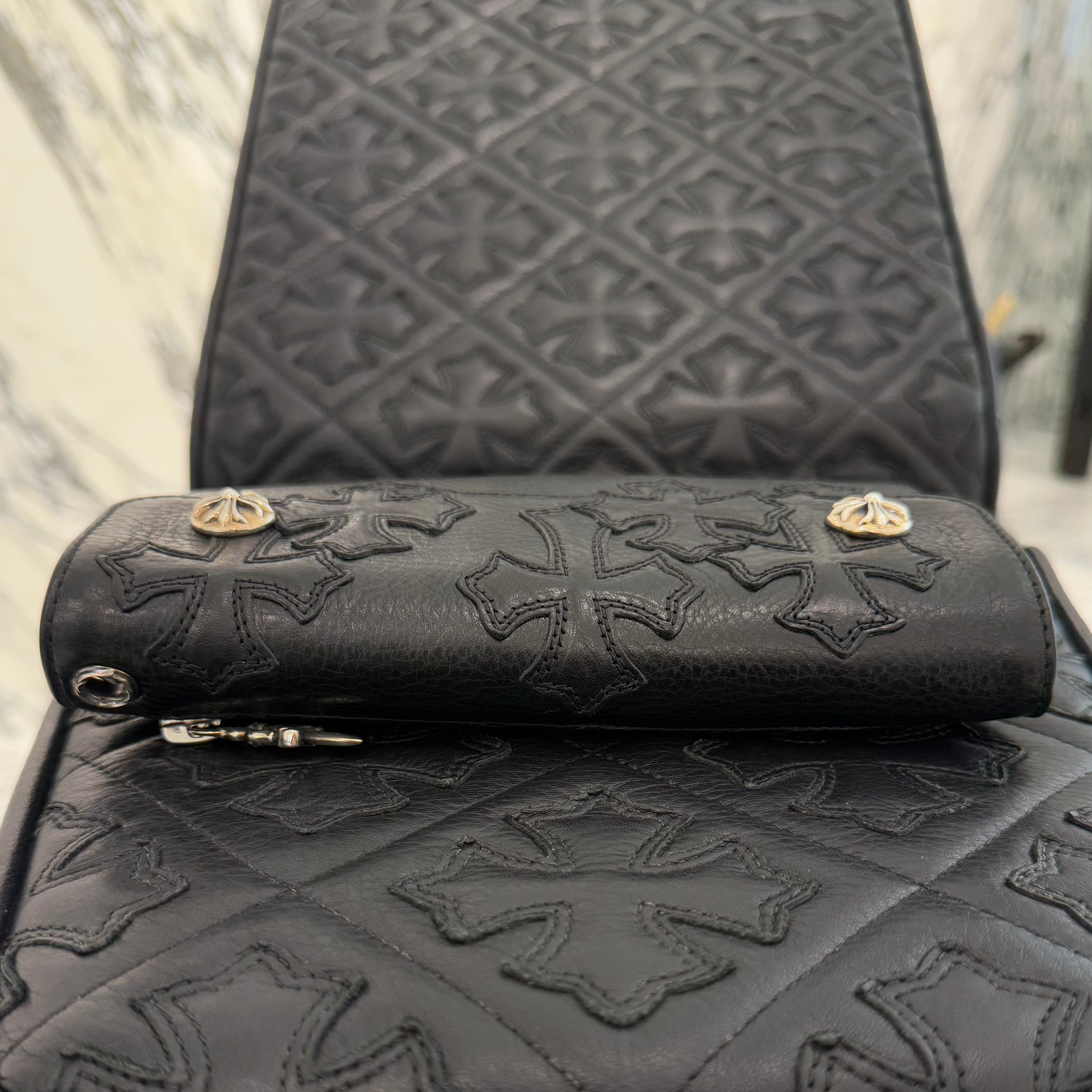 CHROME HEARTS Cemetery Leather Cross Patch Wave Cross Ball Wallet クロムハーツ セメタリーレザークロスパッチ ウェーブクロスボール ウォレット