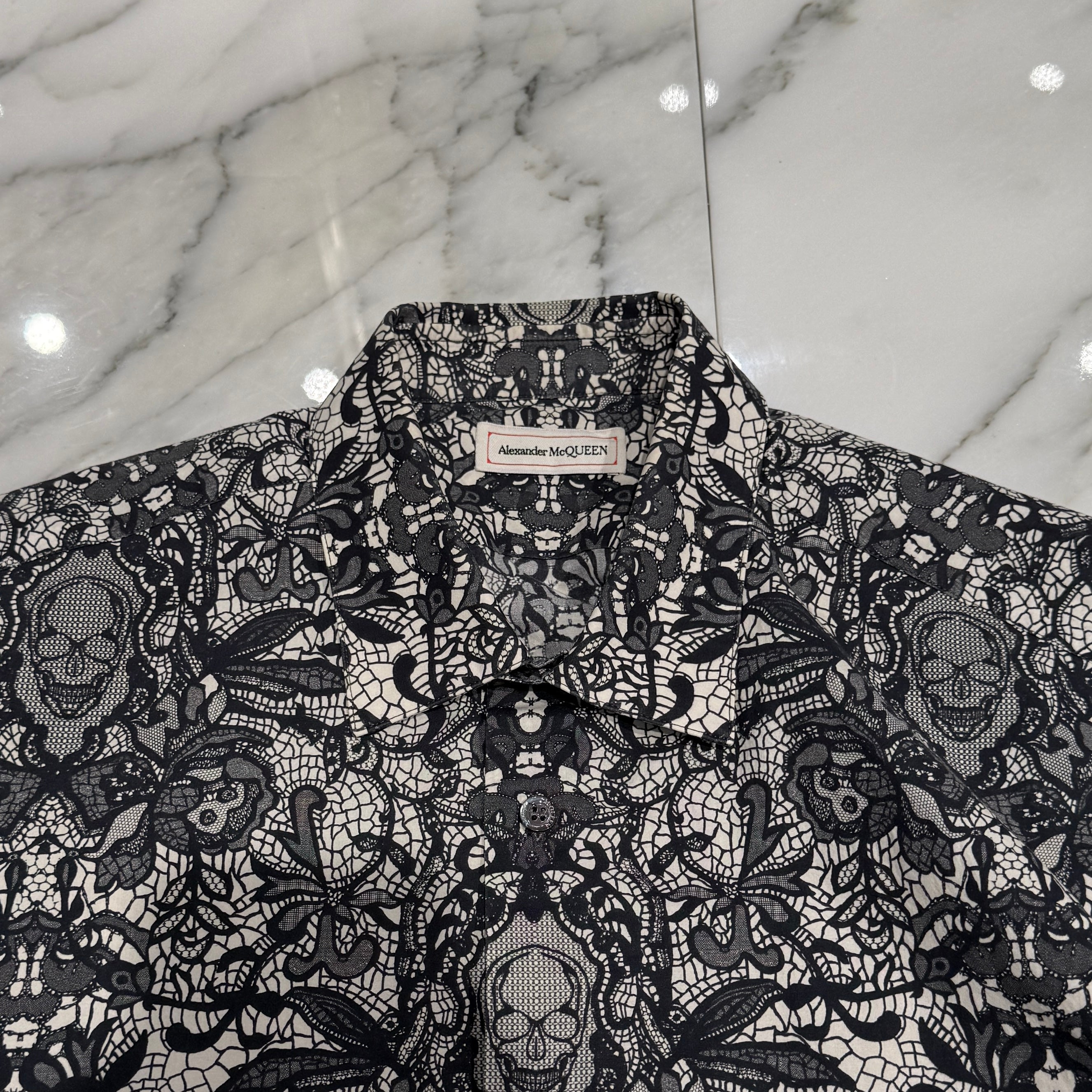 Alexander McQueen Skull Motif All Over Pattern Shirt 574579 QNO03 Size 15 アレクサンダー マックイーン スカルモチーフ オールオーバーパターンシャツ サイズ15
