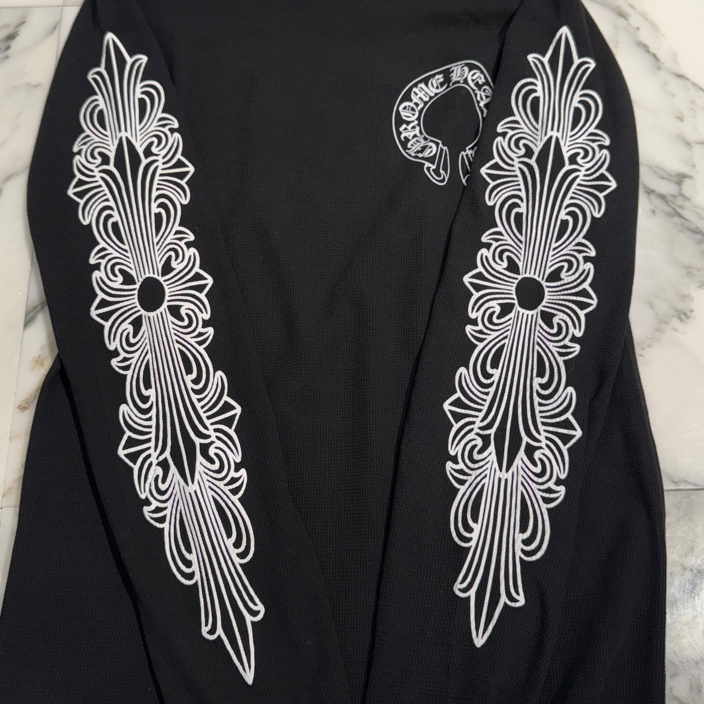 CHROME HEARTS 2025SS Floral Cross Horseshoe Thermal Long Sleeve Tee Size L クロムハーツ フローラルクロス ホースシュー サーマル ロングスリーブ Tシャツ サイズL