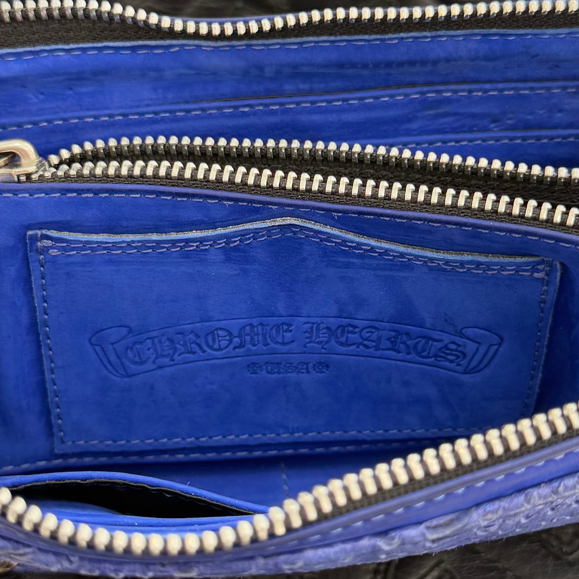 CHROME HEARTS Filigree Cross Leather Patch Blue Wallet クロムハーツ フィリグリークロス レザーパッチ ウォレット