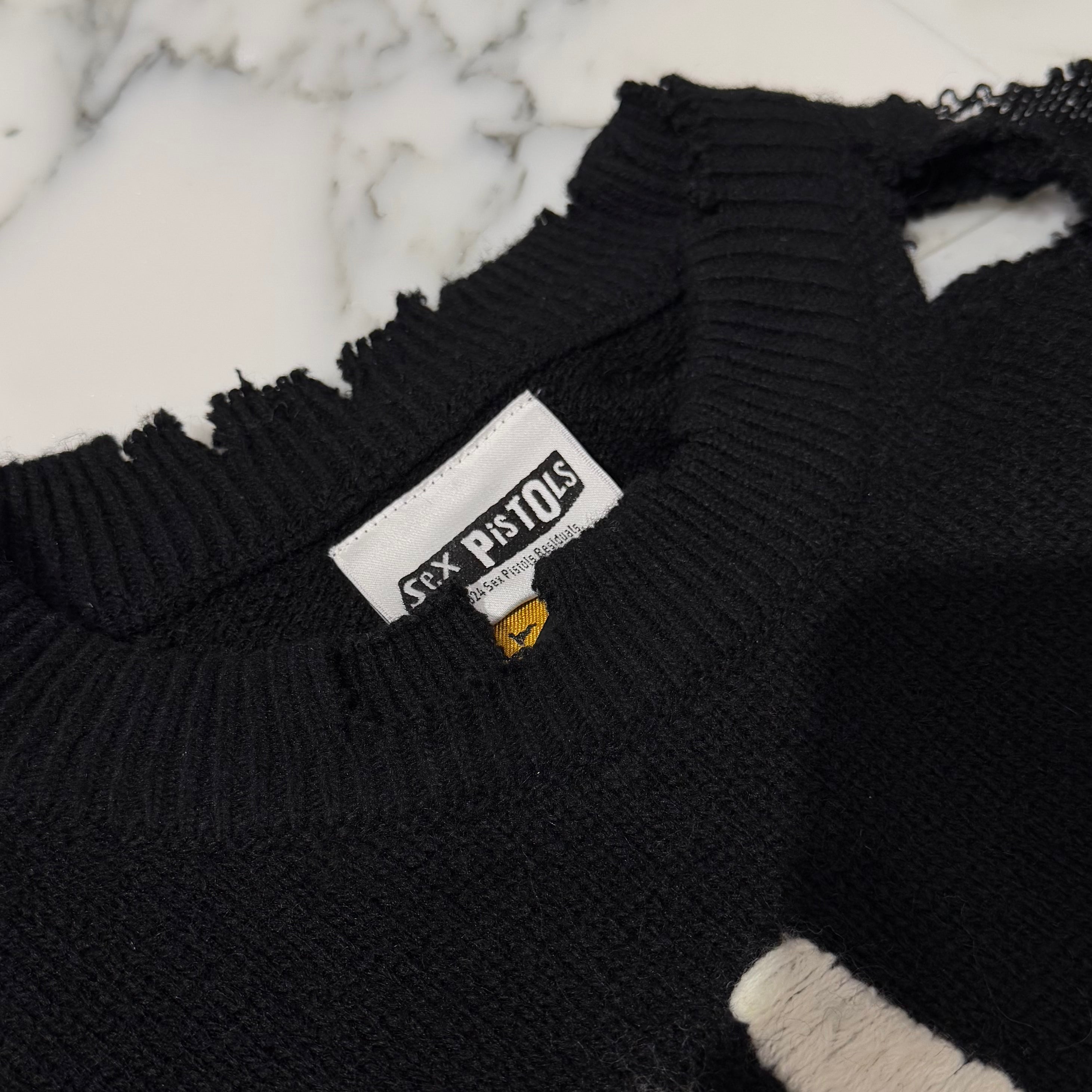 SAINT Mxxxxxx × Sex Pistols 2024AW Damage Crew Knit SM-YS1-0000-C24 Size L セントマイケル×セックス・ピストルズ  ダメージクルーニット サイズ L