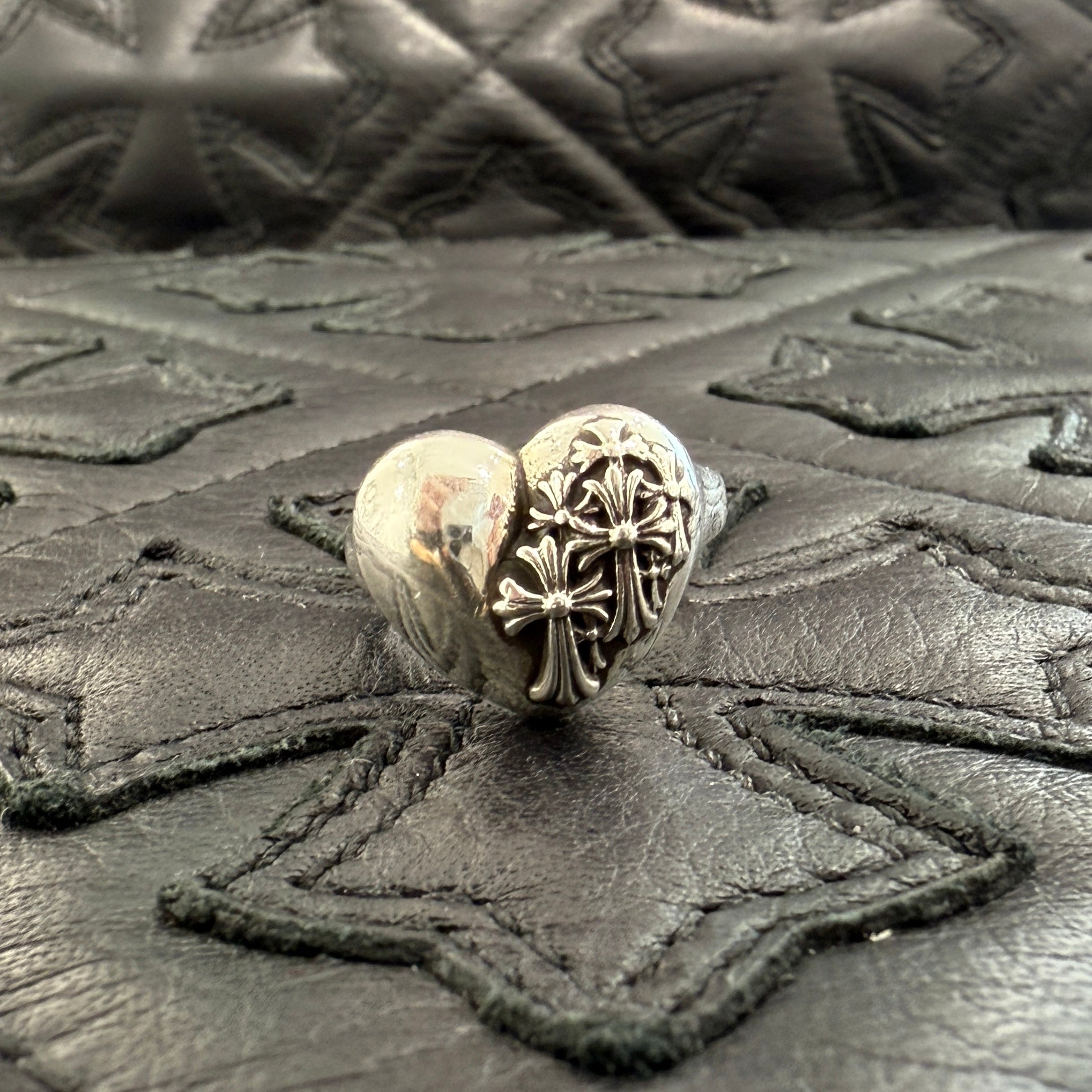 CHROME HEARTS Cemetery Cross Silver Heart Ring Size 11号 クロムハーツ セメタリークロス シルバーハートリング サイズ11号