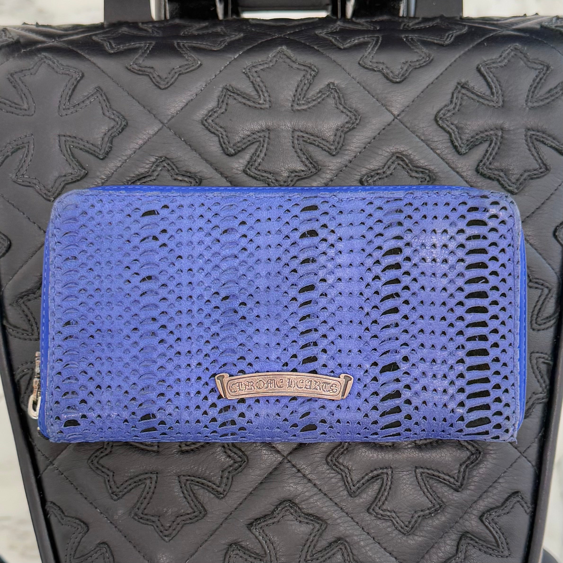 CHROME HEARTS Filigree Cross Leather Patch Blue Wallet クロムハーツ フィリグリークロス レザーパッチ ウォレット