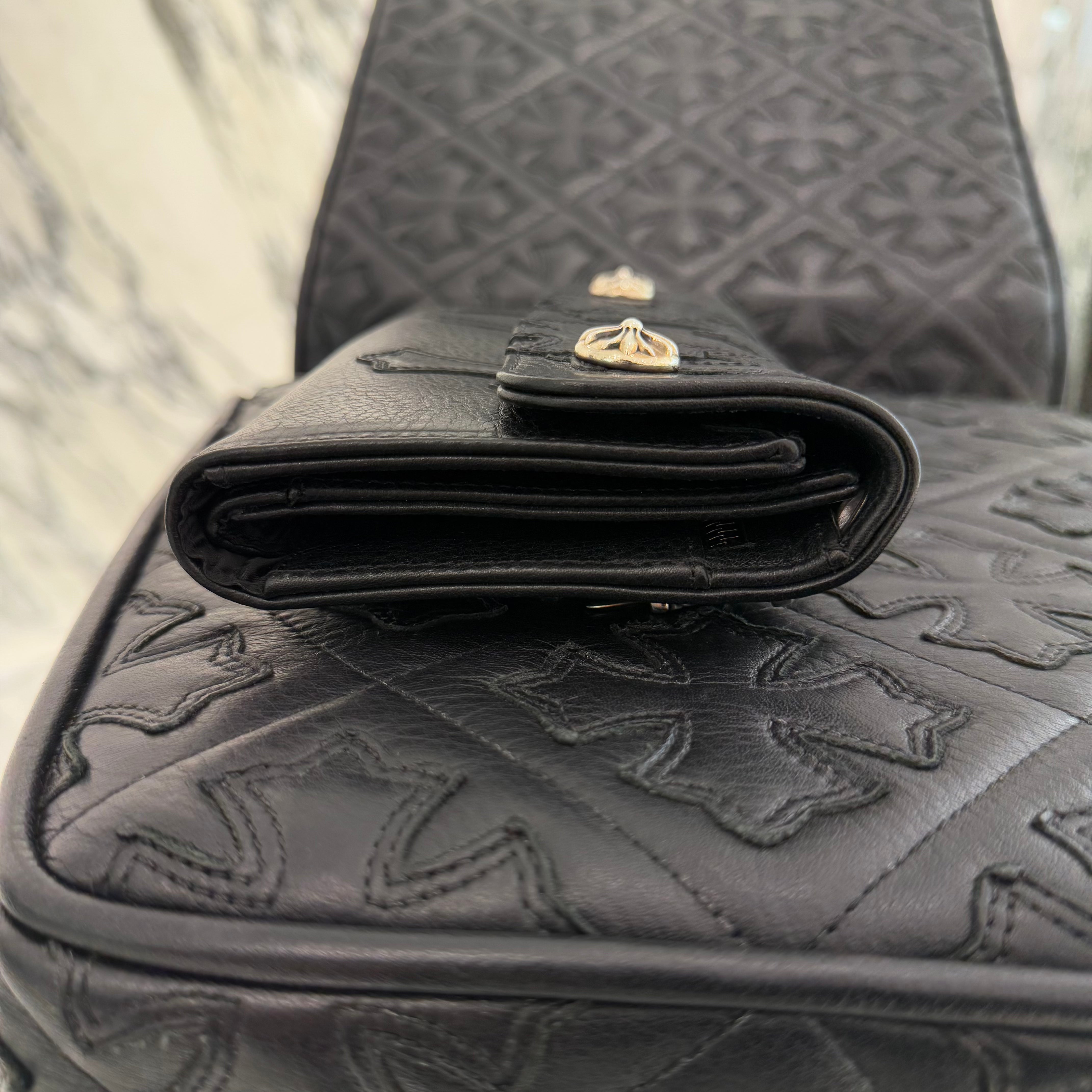 CHROME HEARTS Cemetery Leather Cross Patch Wave Cross Ball Wallet クロムハーツ セメタリーレザークロスパッチ ウェーブクロスボール ウォレット