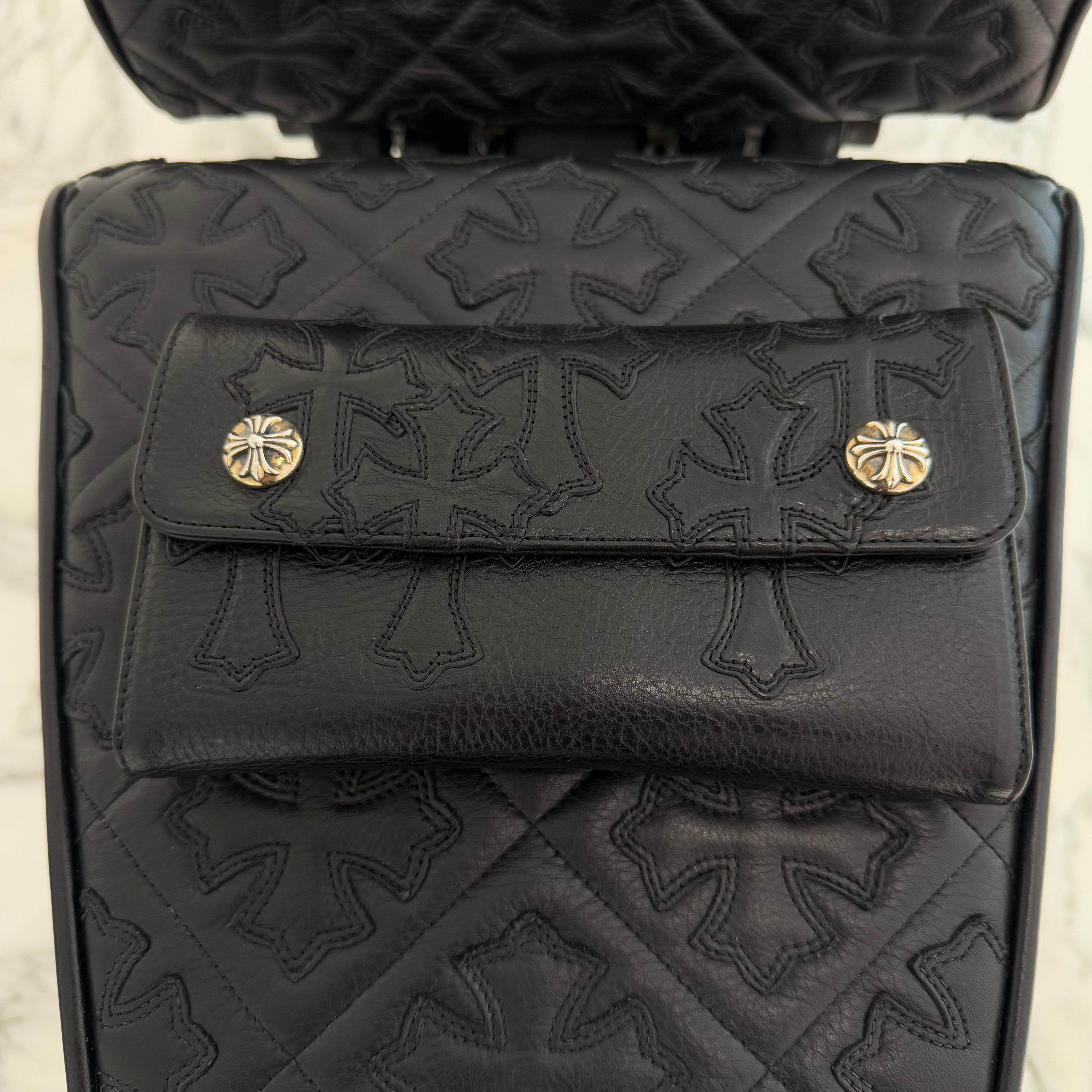 CHROME HEARTS Cemetery Leather Cross Patch Wave Cross Ball Wallet クロムハーツ セメタリーレザークロスパッチ ウェーブクロスボール ウォレット