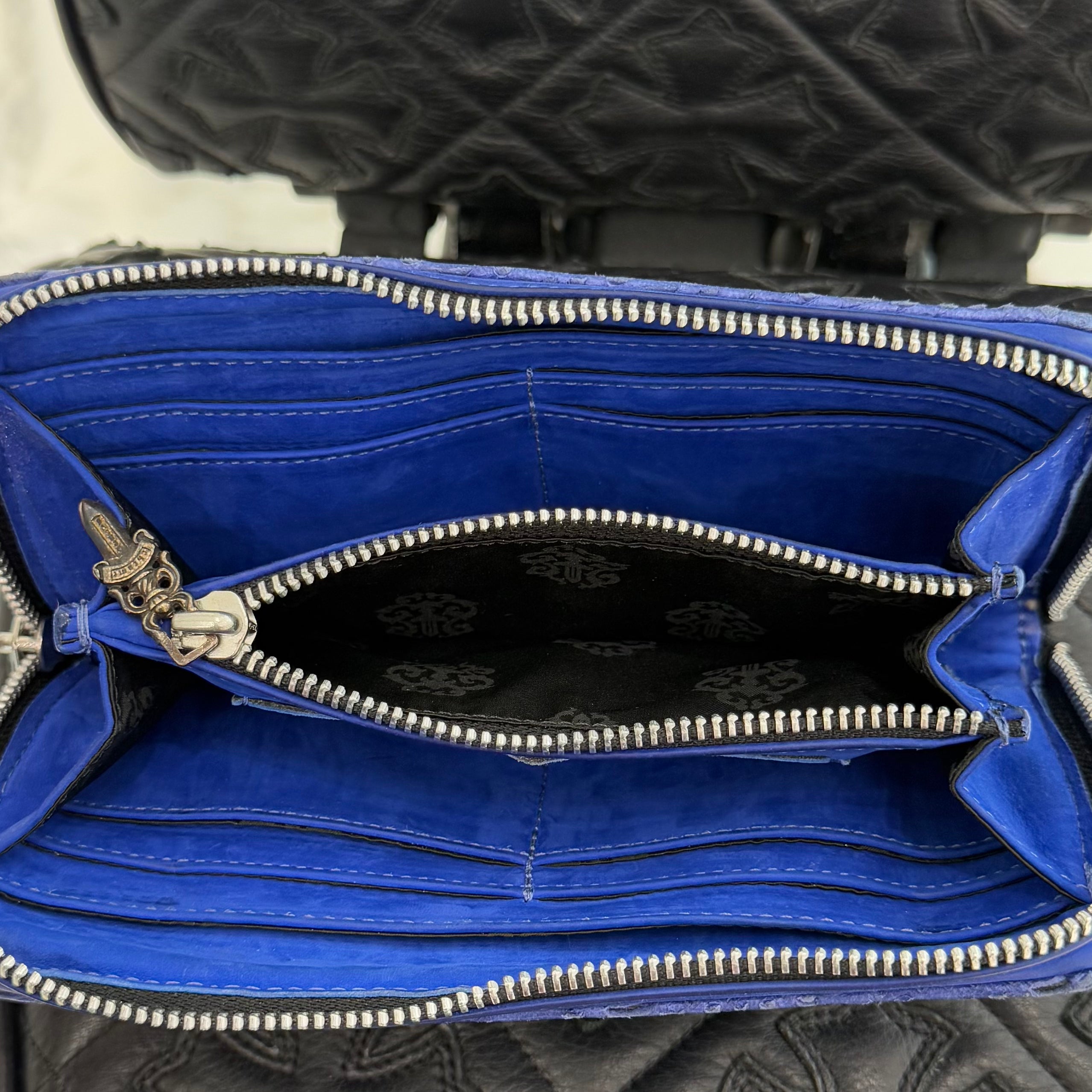 CHROME HEARTS Filigree Cross Leather Patch Blue Wallet クロムハーツ フィリグリークロス レザーパッチ ウォレット