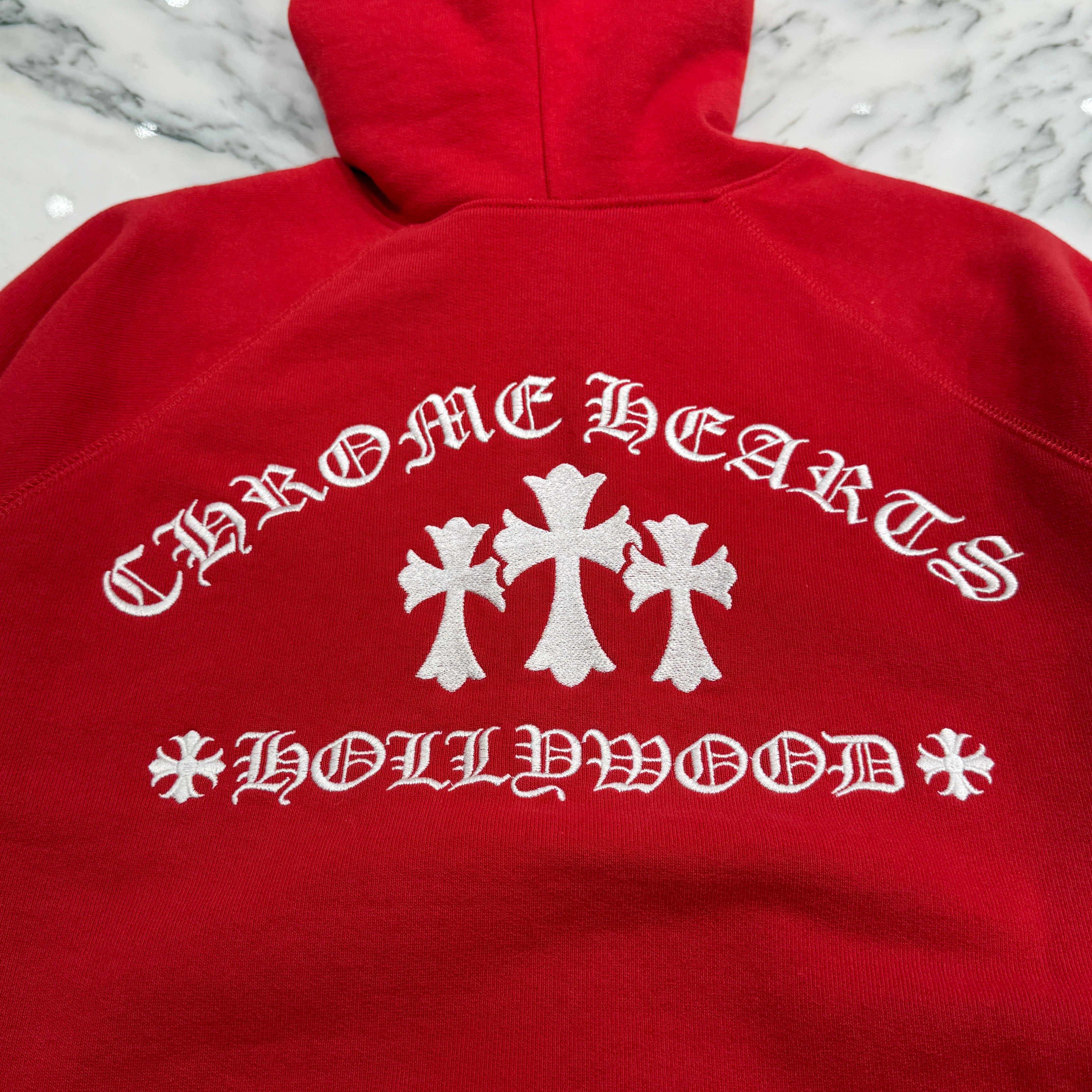 CHROME HEARTS King Taco 3 Cemetery Cross Embroidery Zip Up Hoodie Size L クロムハーツ キングタコ 3セメタリークロス刺繍 ジップアップフーディー サイズL