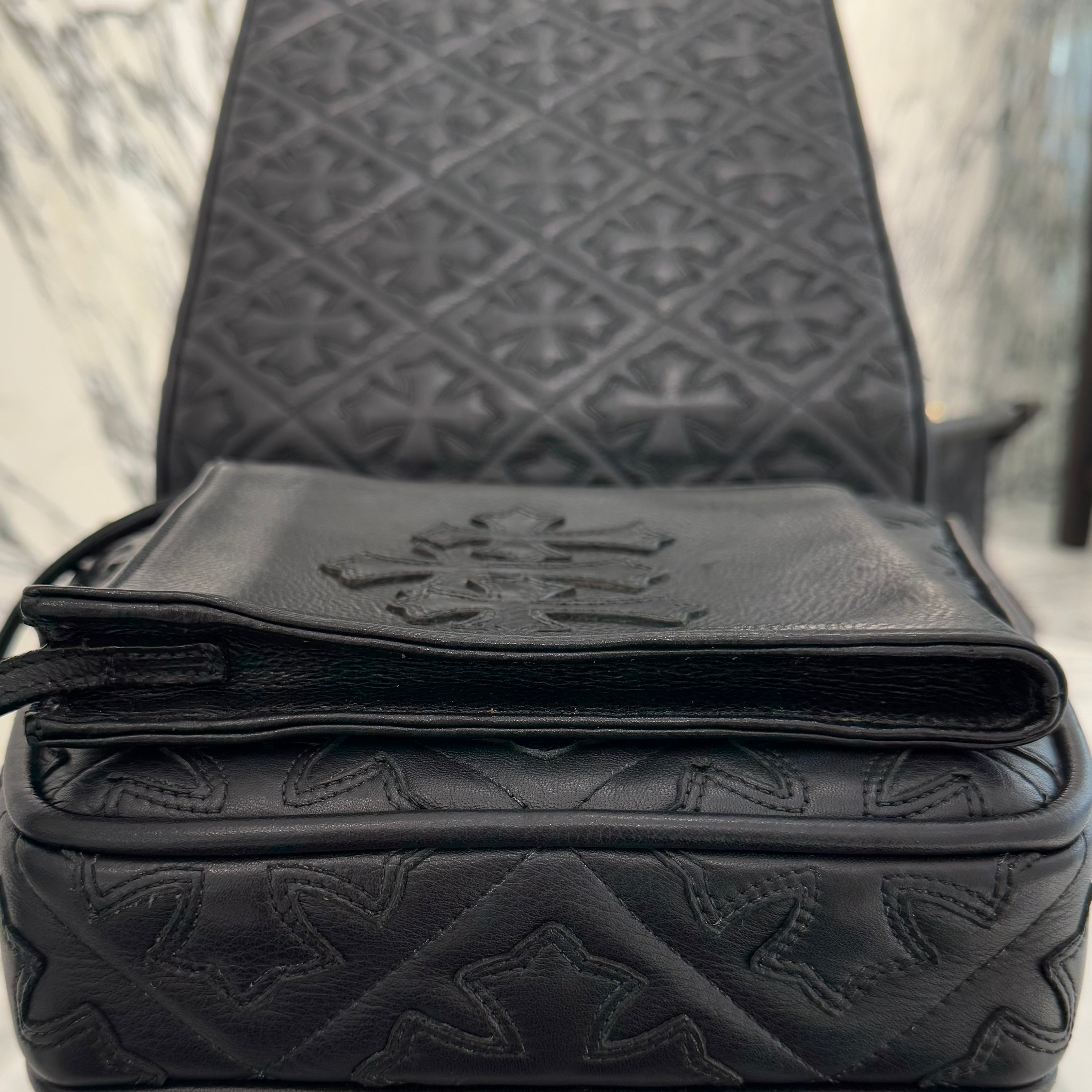 CHROME HEARTS Square Pocket 3 Cemetery Cross Leather Patch Shoulder Bag クロムハーツ スクエアポケット 3セメタリークロス レザーパッチ ショルダーバッグ