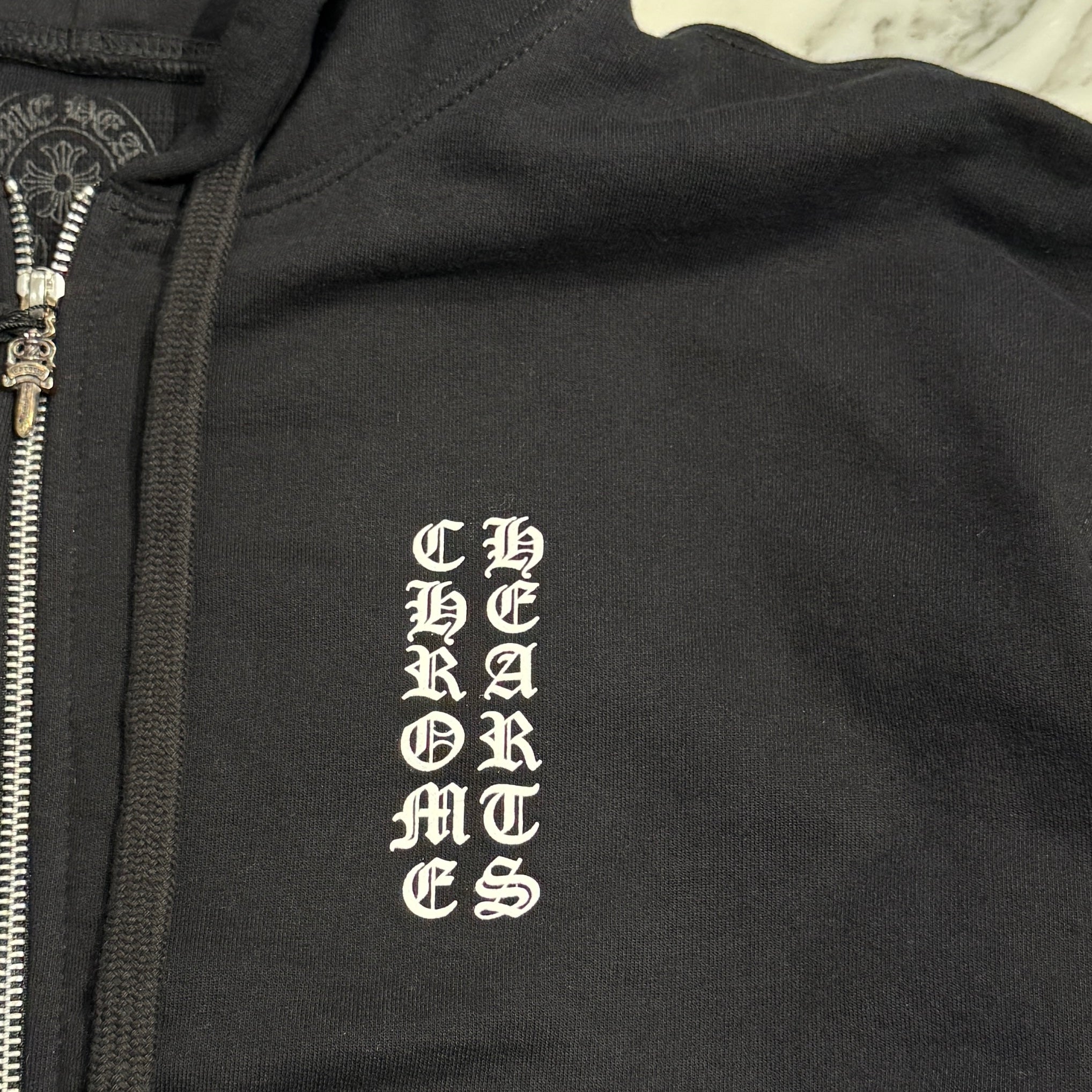 CHROME HEARTS Vertical Logo Thermal Zip Up Hoodie Size S クロムハーツ ヴァーティカル ロゴ サーマル ジップアップフーディー サイズS