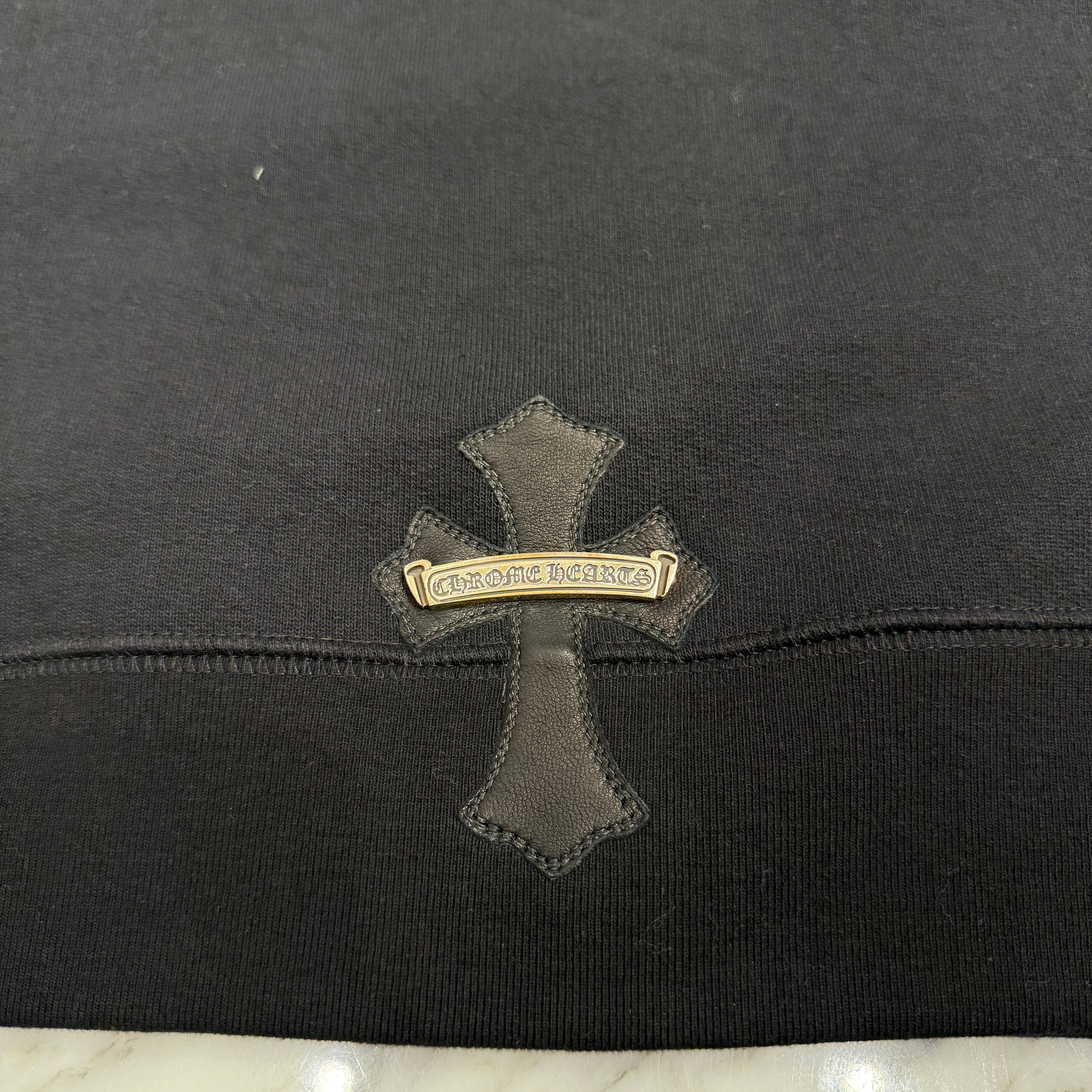 CHROME HEARTS Y NOT SLO RIDE Silver Cross Leather Patch Sweat Shrits Size M クロムハーツ ワイノット スローライド シルバークロス レザーパッチ スウェットシャツ サイズM