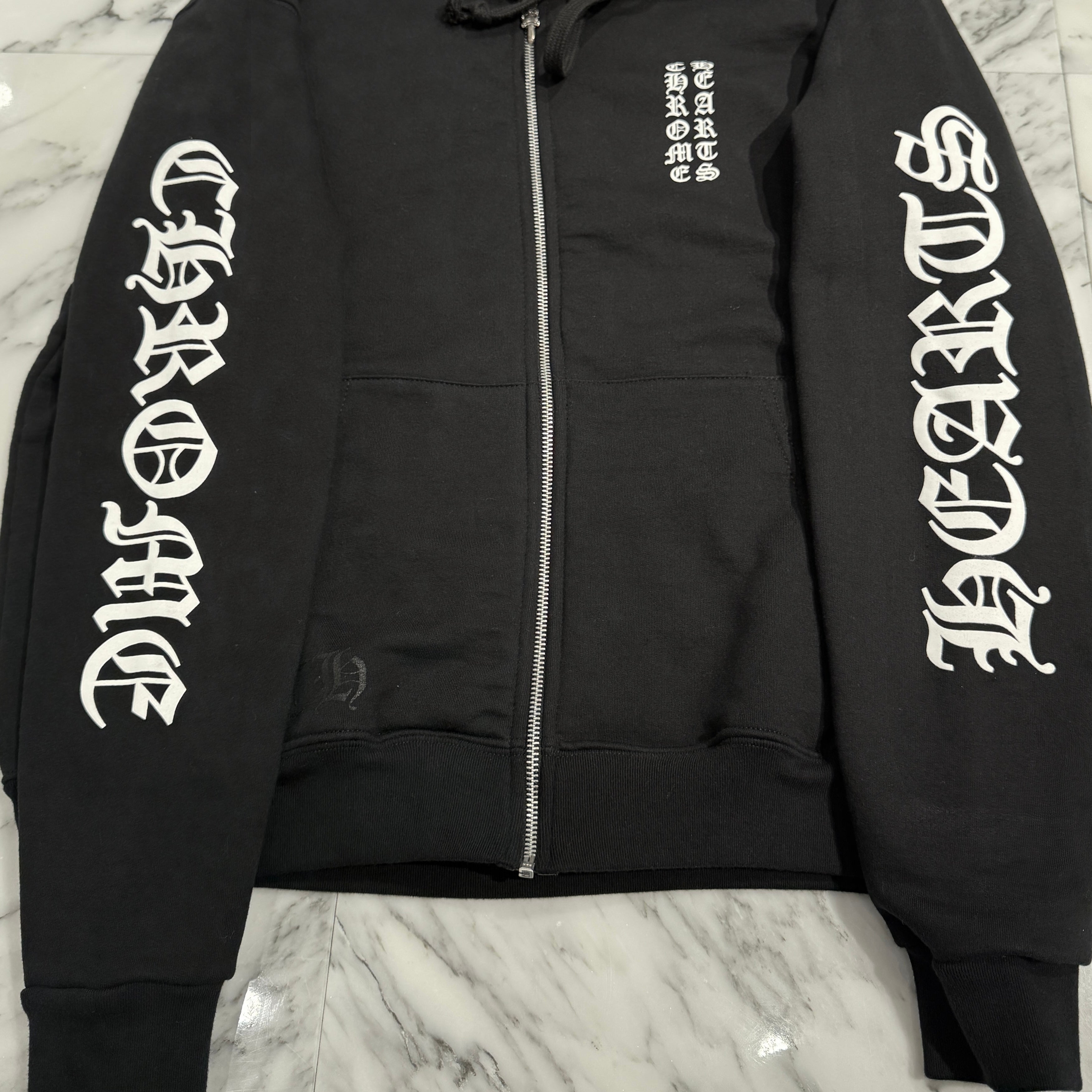 CHROME HEARTS Vertical Logo Thermal Zip Up Hoodie Size S クロムハーツ ヴァーティカル ロゴ サーマル ジップアップフーディー サイズS