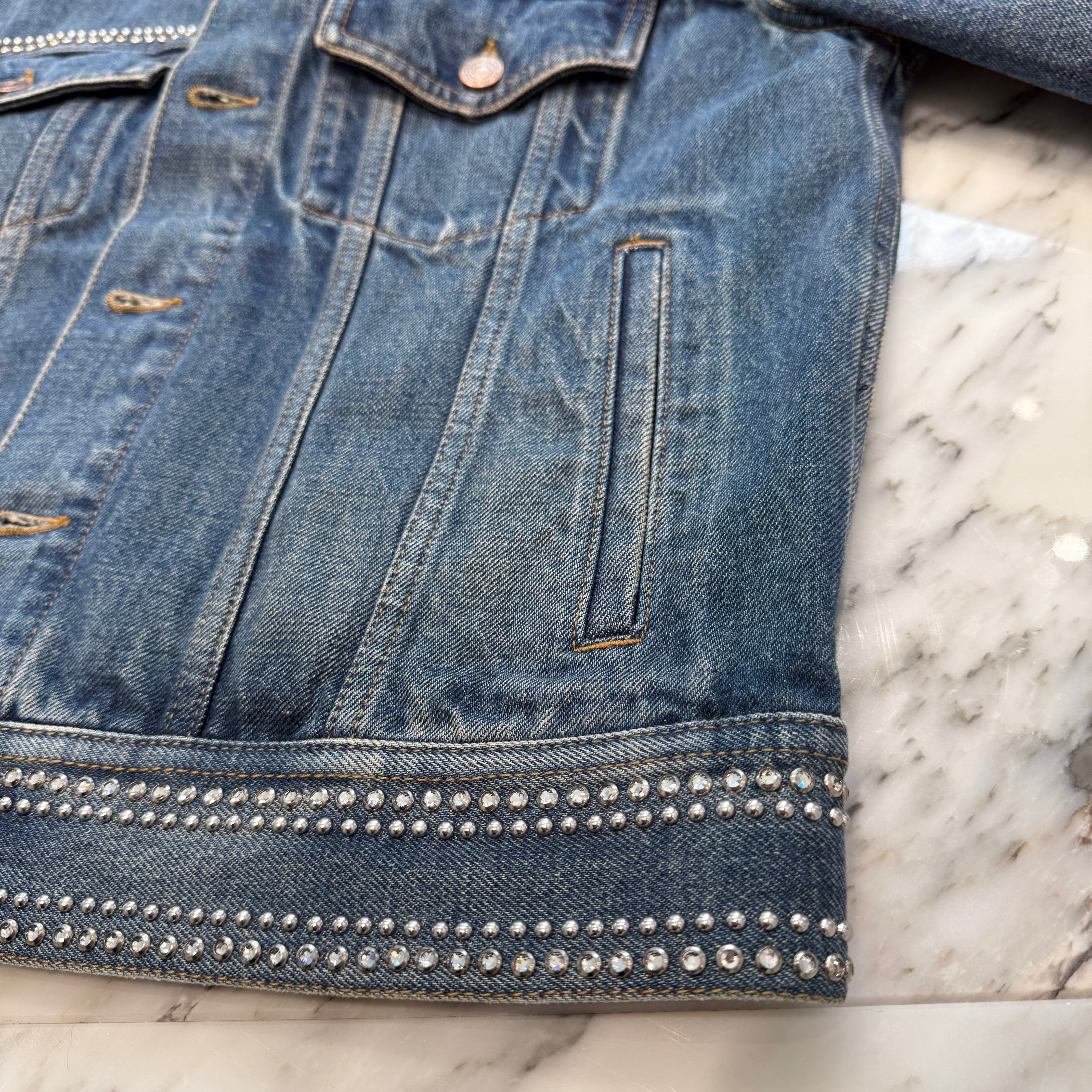 CELINE 2023AW LEPALACE Studs Denim Trucker Jacket Q793365M Size S セリーヌ リパレス スタッズ デニムトラッカージャケット サイズ S