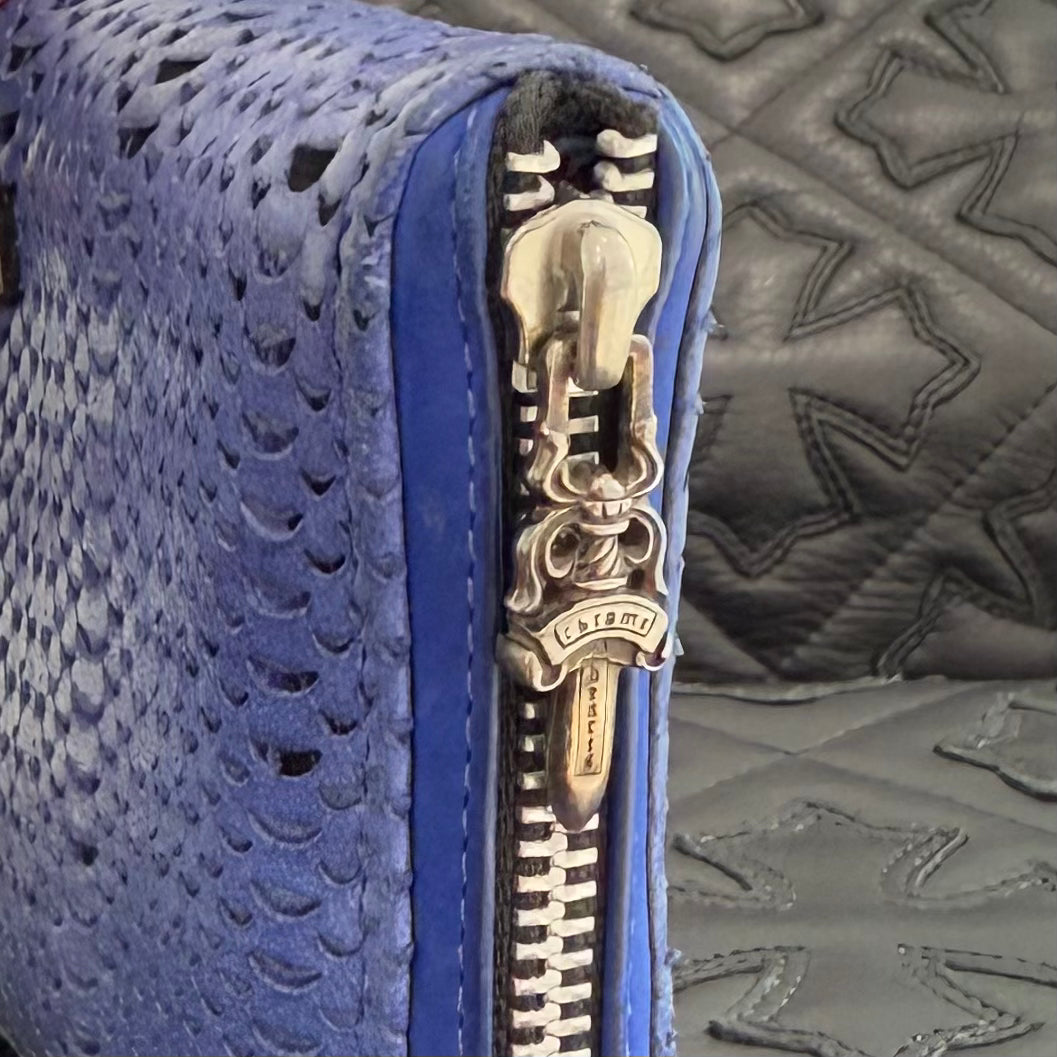 CHROME HEARTS Filigree Cross Leather Patch Blue Wallet クロムハーツ フィリグリークロス レザーパッチ ウォレット