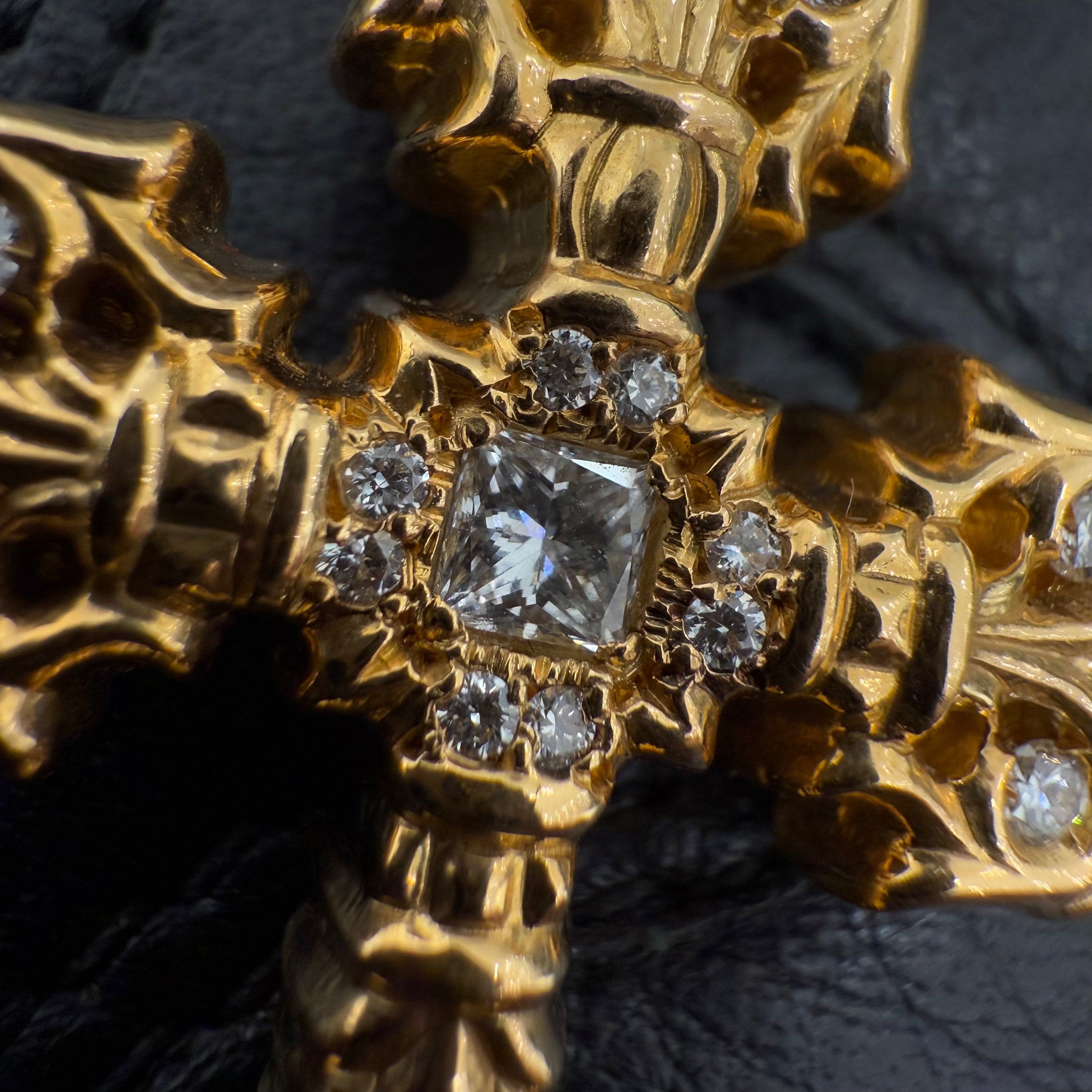 CHROME HEARTS 22K PAVE Diamond Filigree Cross Pendent XS With Bail クロムハーツ 22K パヴェ ダイヤモンド フィリグリークロス ペンダントXS ウィズベイル