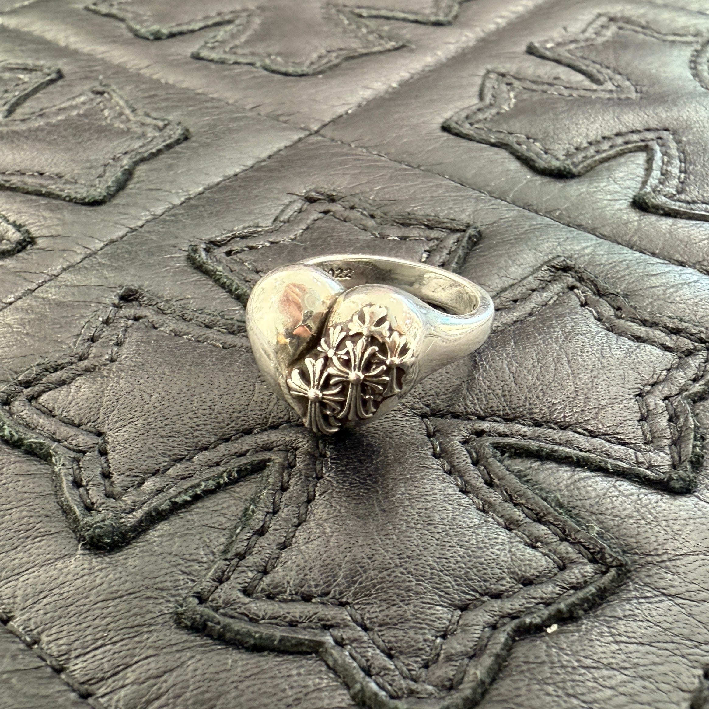 CHROME HEARTS Cemetery Cross Silver Heart Ring Size 11号 クロムハーツ セメタリークロス シルバーハートリング サイズ11号