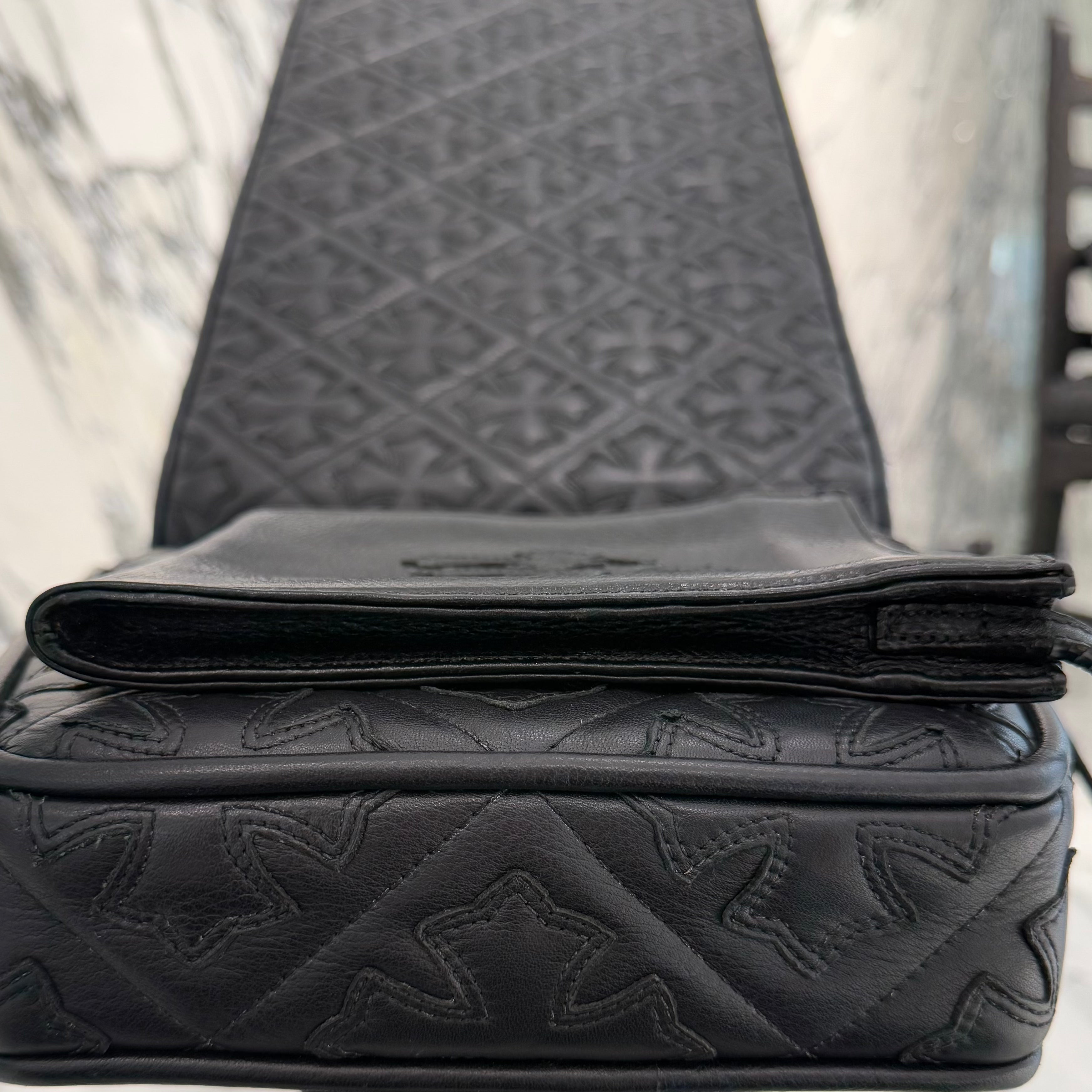 CHROME HEARTS Square Pocket 3 Cemetery Cross Leather Patch Shoulder Bag クロムハーツ スクエアポケット 3セメタリークロス レザーパッチ ショルダーバッグ