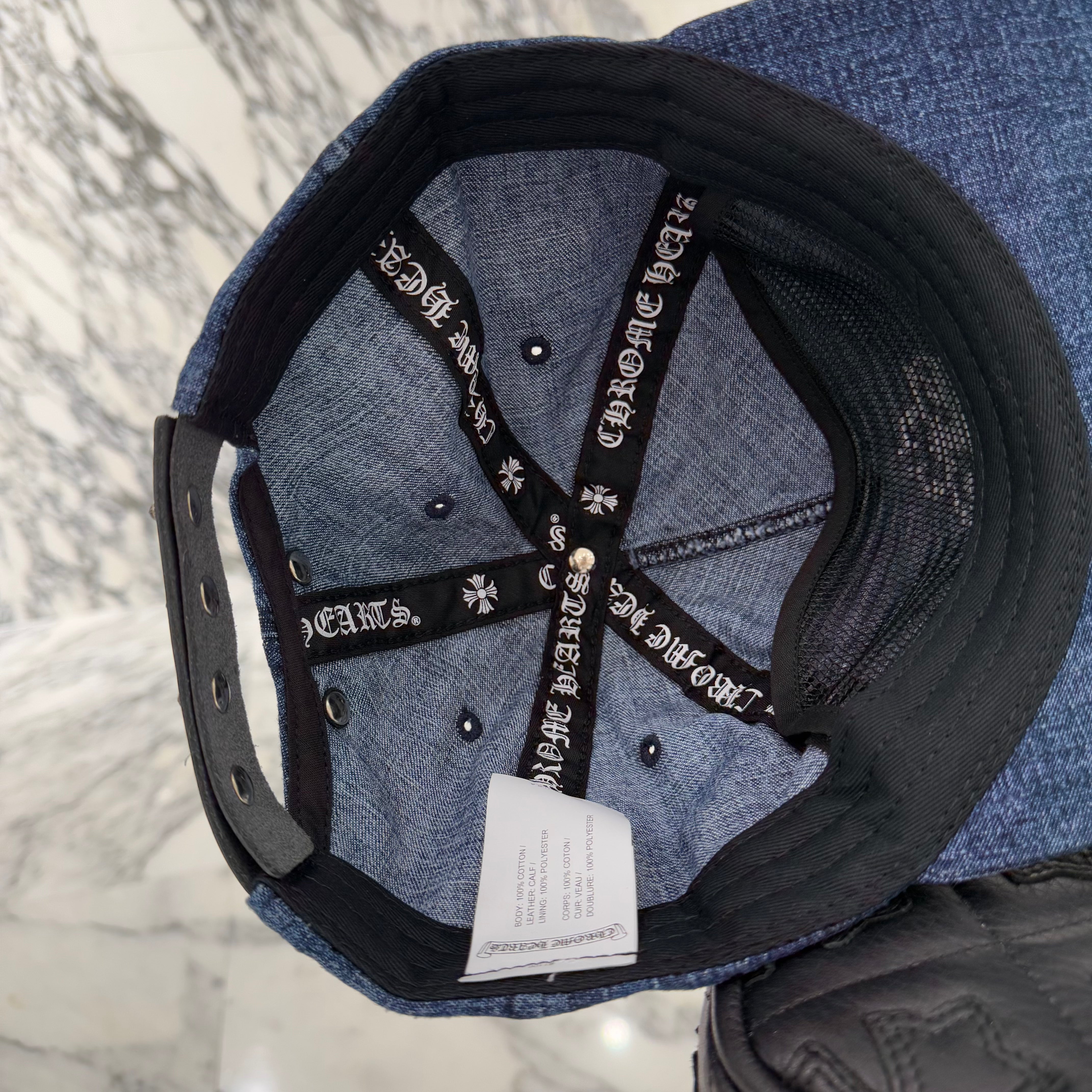 CHROME HEARTS 2024SS Vine Dagger Embroidery Denim Trucker Cap Size ONE SIZE（53-60）クロムハーツ ヴァインダガー 刺繍 デニム トラッカーキャップ サイズONE SIZE（53-60）