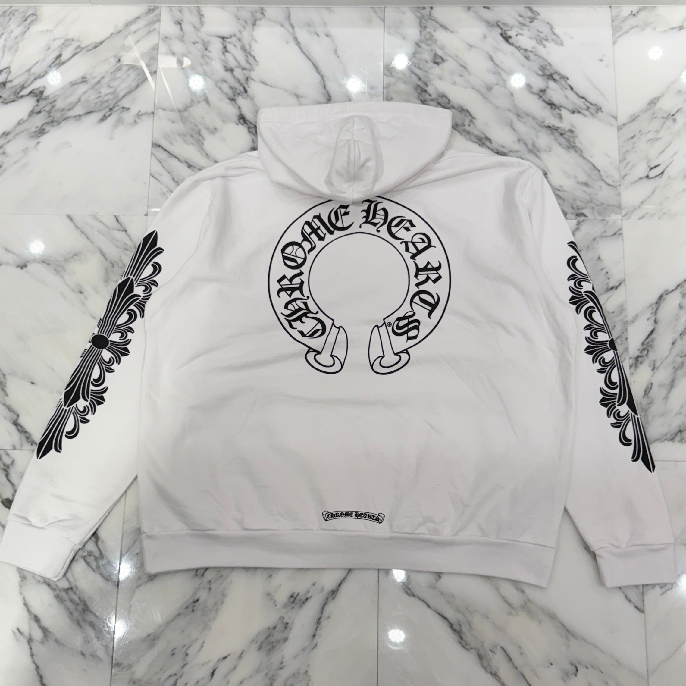 CHROME HEARTS Floral Cross Horseshoe Pullover Hoodie Size XL クロムハーツ フローラルクロスホースシュー プルオーバーフーディ サイズXL