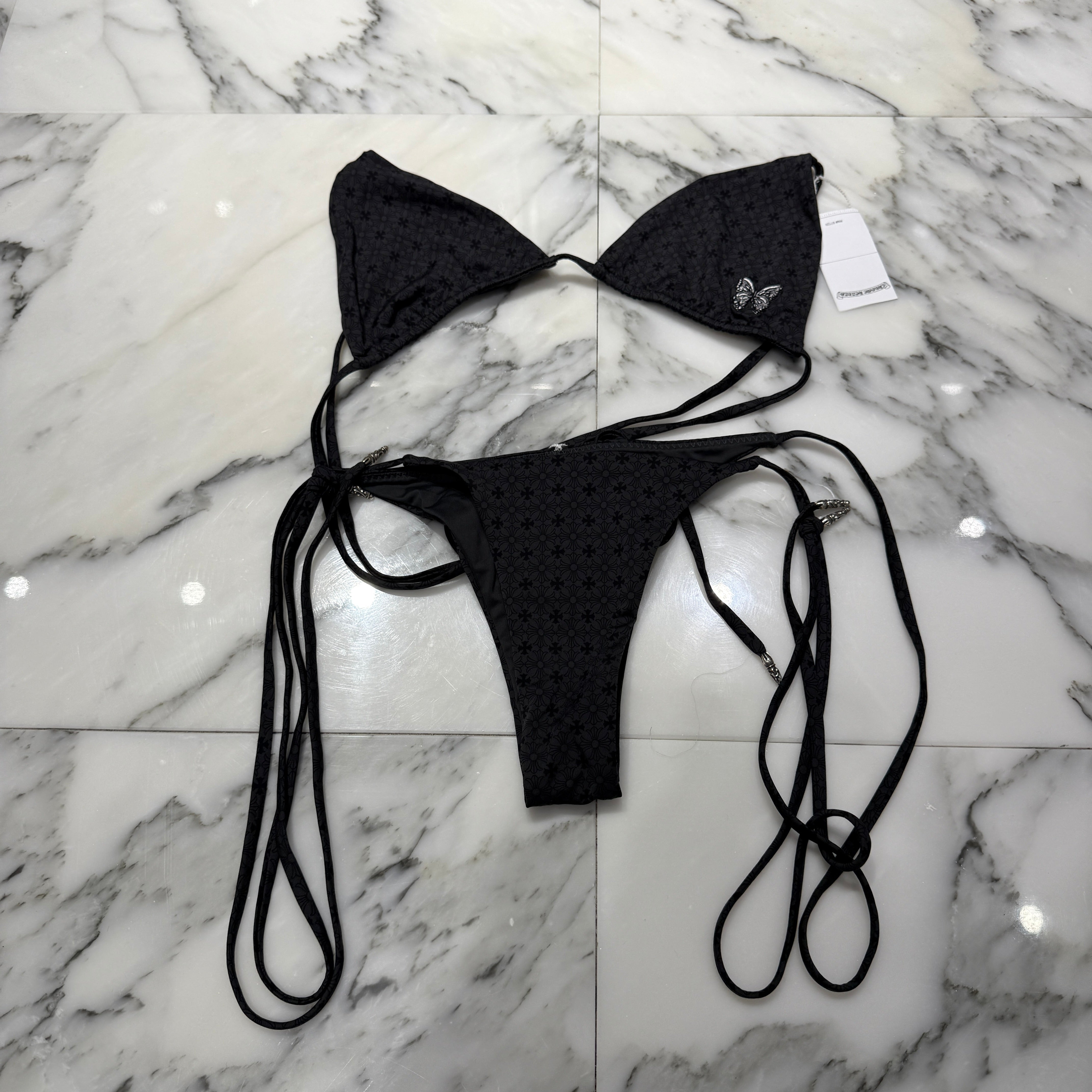 CHROME HEARTS × DIPPED IN BLUE CH Plus Butterfly Embroidery Bikini