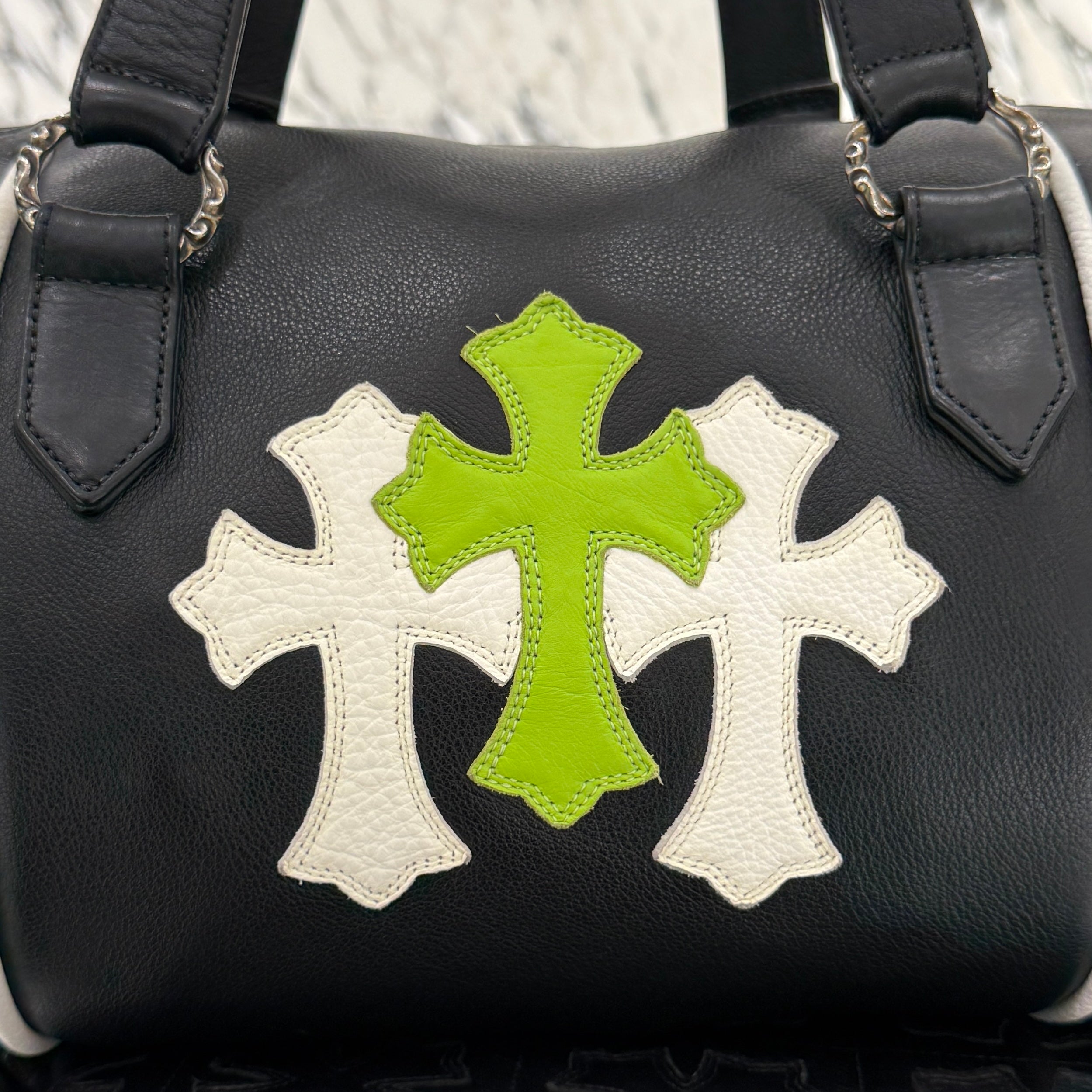CHROME HEARTS Las Vegas Limited DOMINO Cemetery Cross Patch Duffle Leather Boston Bag クロムハーツ ラスベガス限定 ドミノ セメタリークロスパッチ ダッフル レザー ボストンバッグ