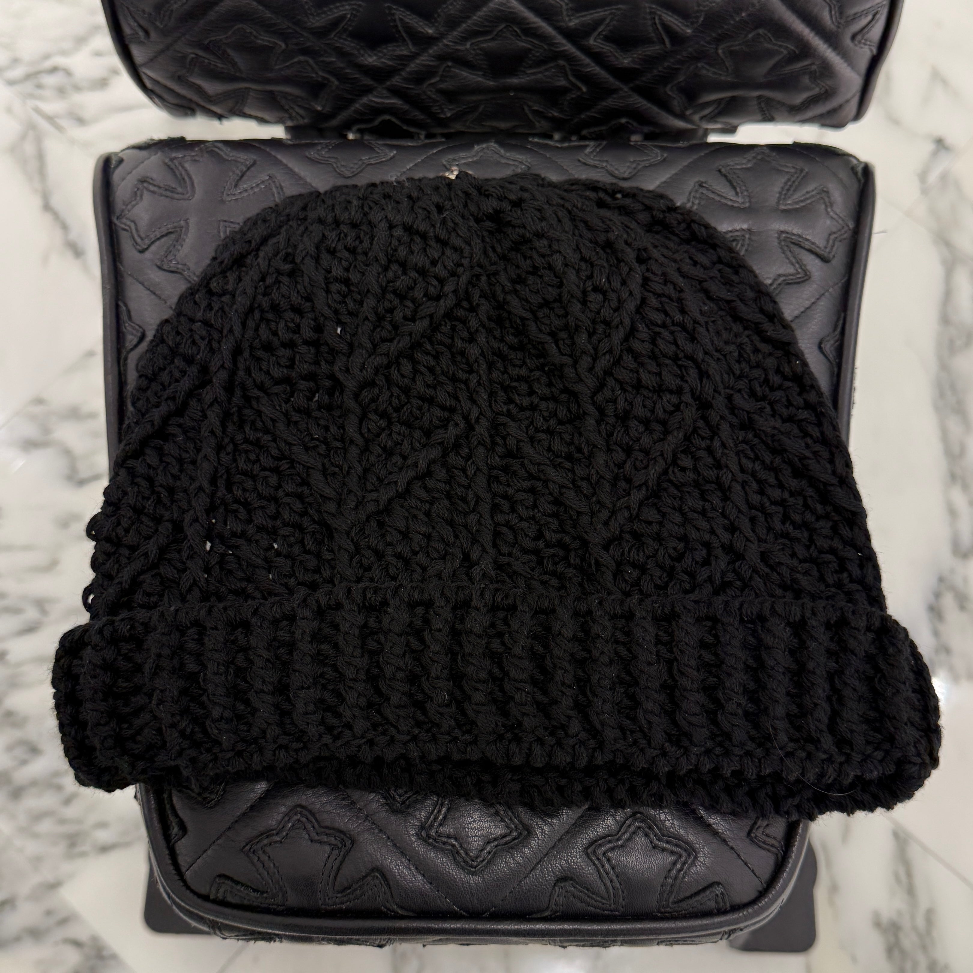 CHROME HEARTS Leather Cross Patch Cashmere Beanie Size ONE SIZE(26cm) クロムハーツ レザークロスパッチ カシミヤビーニー サイズONE SIZE(26cm)