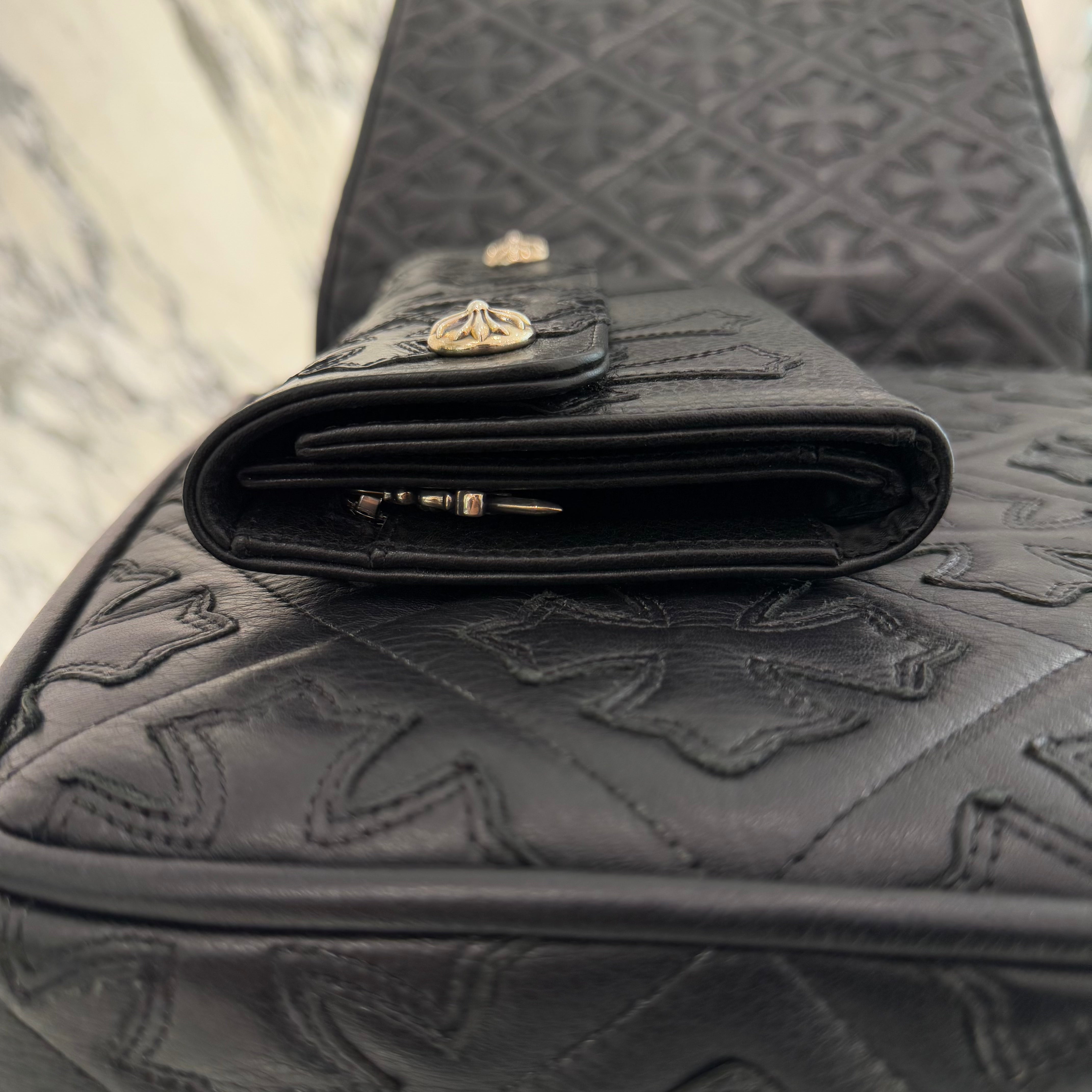 CHROME HEARTS Cemetery Leather Cross Patch Wave Cross Ball Wallet クロムハーツ セメタリーレザークロスパッチ ウェーブクロスボール ウォレット