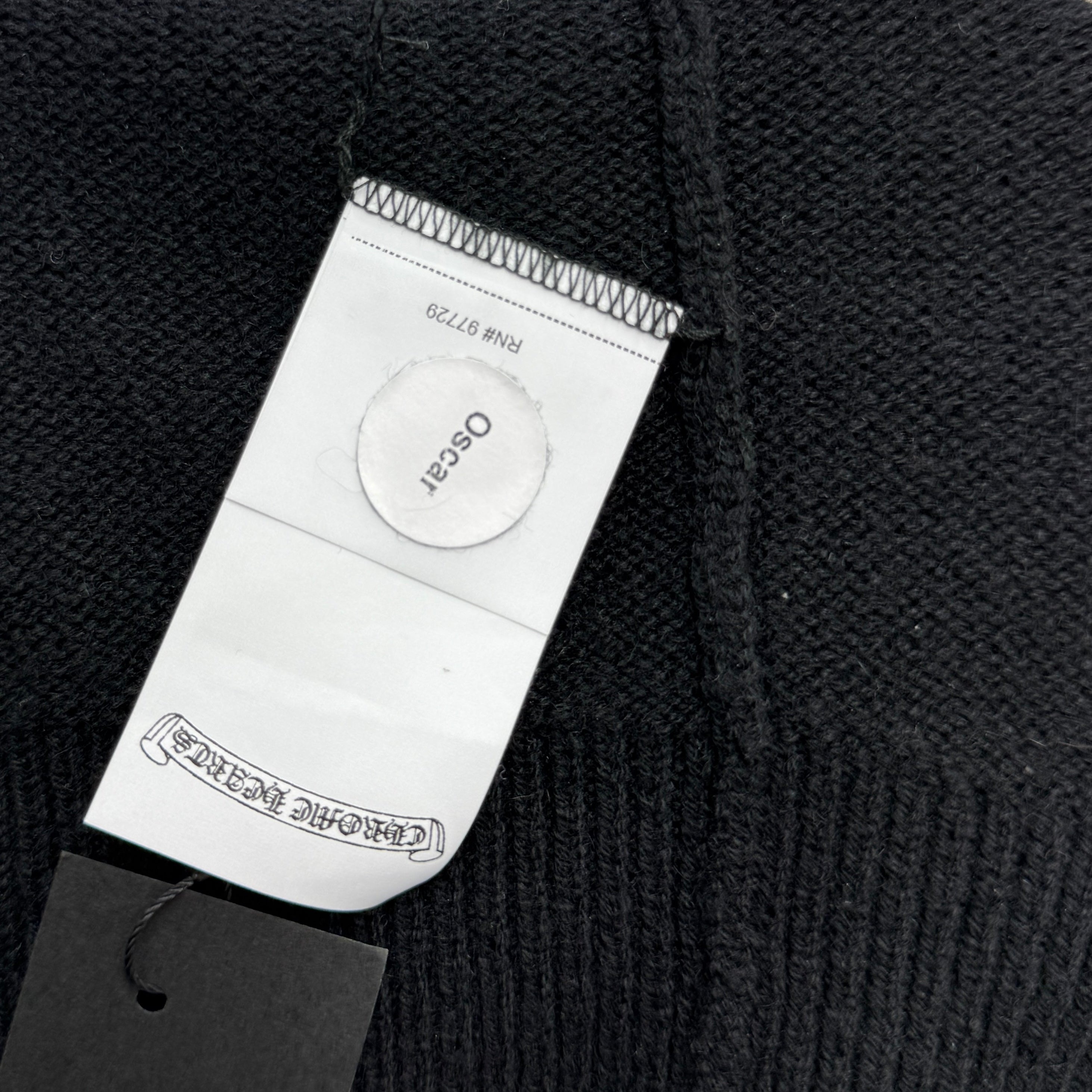 CHROME HEARTS Y NOT Leather Cross Patch Cashmere Knit Pullover Hoodie Size XL クロムハーツ ワイノット レザークロスパッチ カシミヤニット プルオーバーフーディ サイズXL