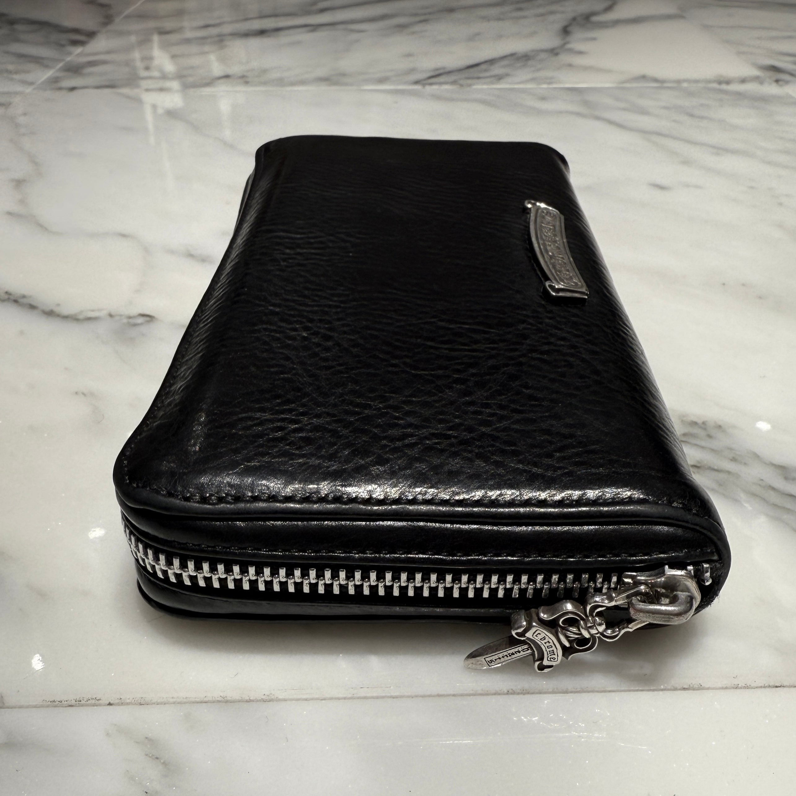 CHROME HEARTS Scroll Label REC F ZIP #2 Leather Wallet クロム