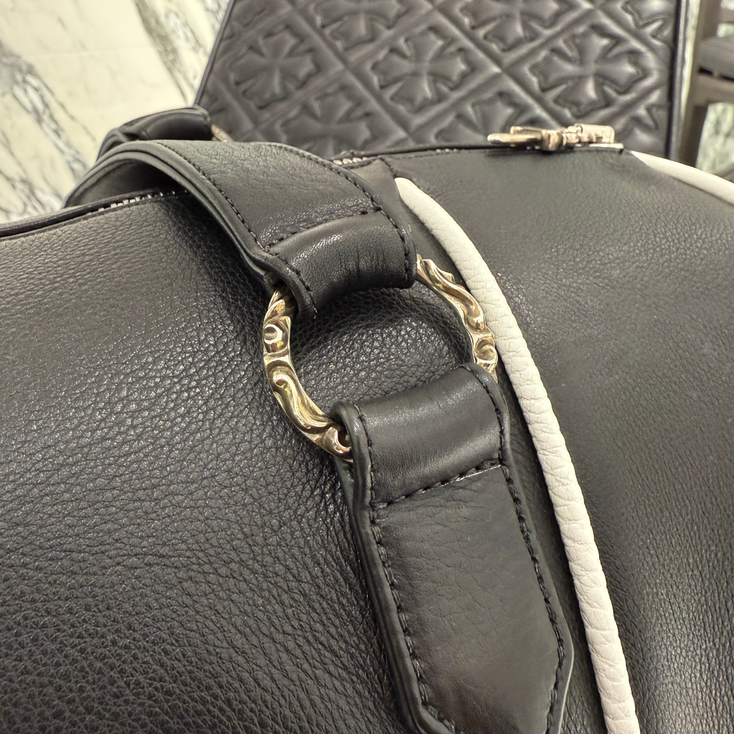 CHROME HEARTS Las Vegas Limited DOMINO Cemetery Cross Patch Duffle Leather Boston Bag クロムハーツ ラスベガス限定 ドミノ セメタリークロスパッチ ダッフル レザー ボストンバッグ