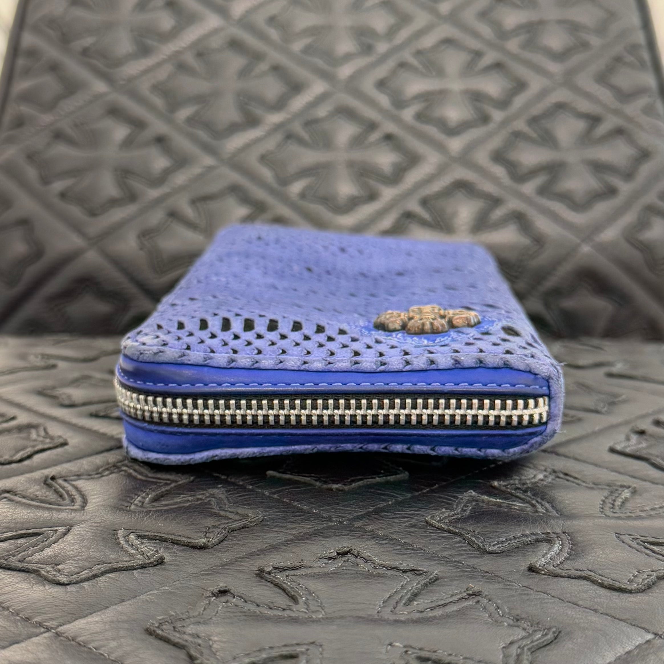 CHROME HEARTS Filigree Cross Leather Patch Blue Wallet クロムハーツ フィリグリークロス レザーパッチ ウォレット