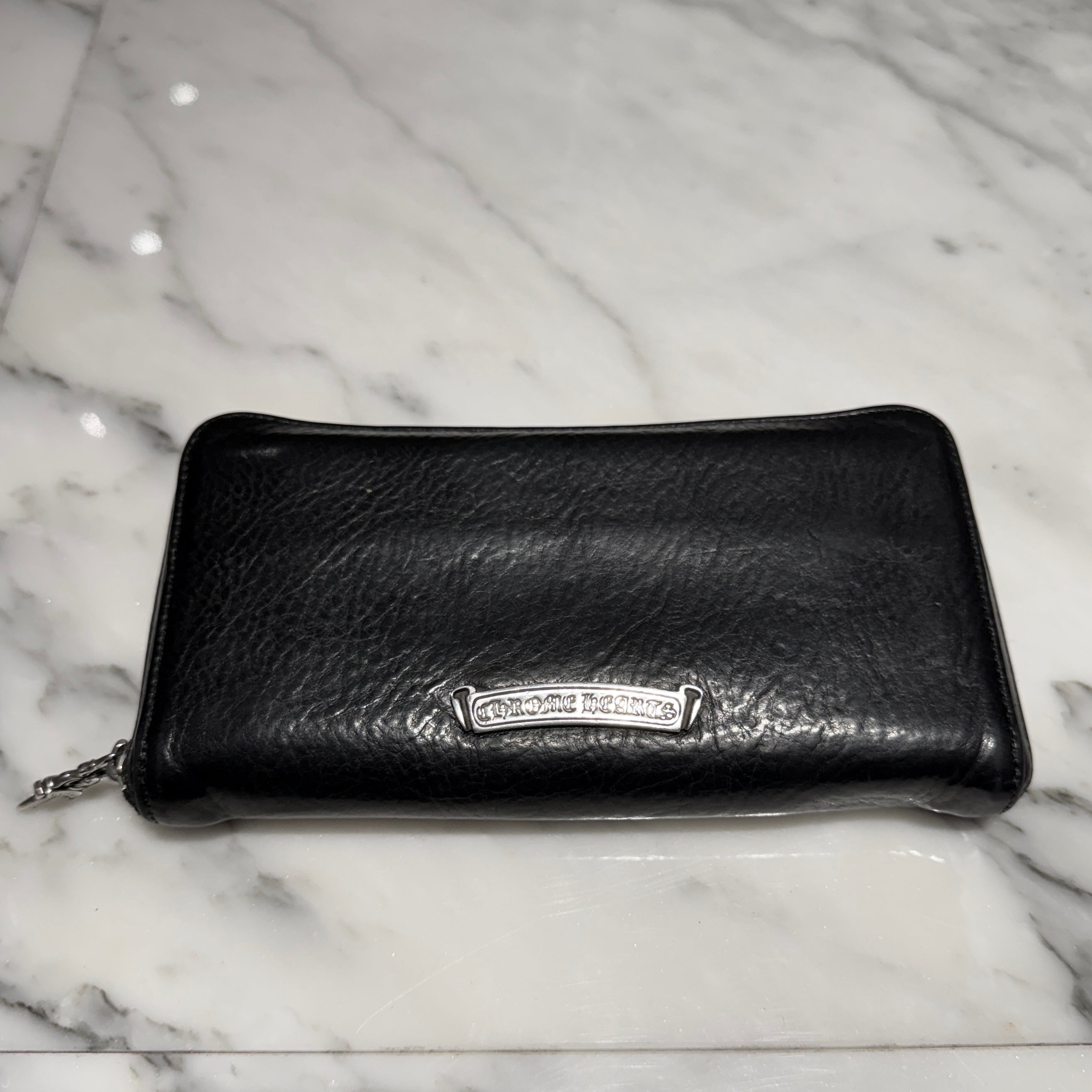 CHROME HEARTS Scroll Label REC F ZIP #2 Leather Wallet クロム