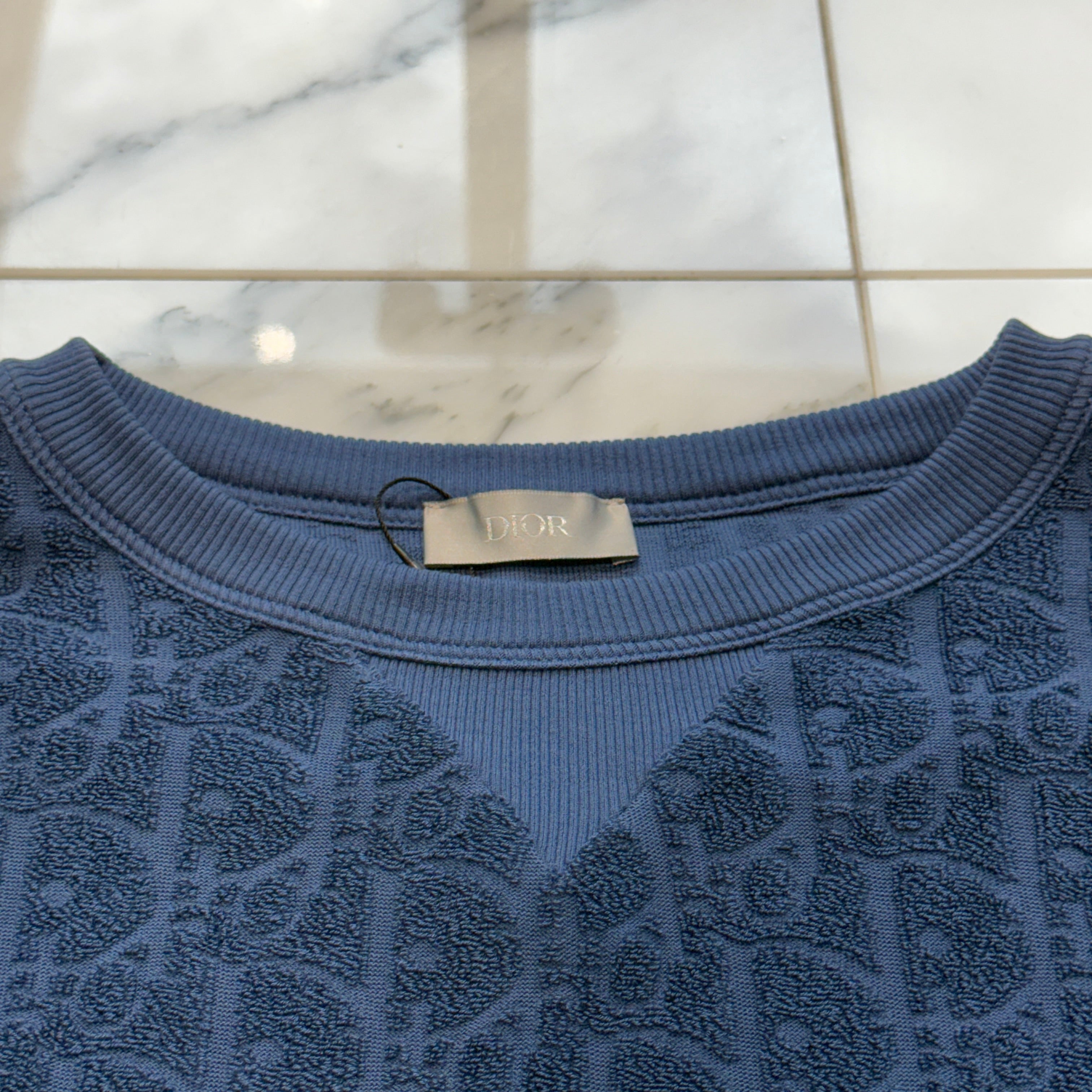 DIOR 2022SS Oblique Cotton Jacquard Long Sleeve Tee 293J649A0614 Size L ディオール オブリーク コットン ジャガード ロングスリーブTシャツ サイズL