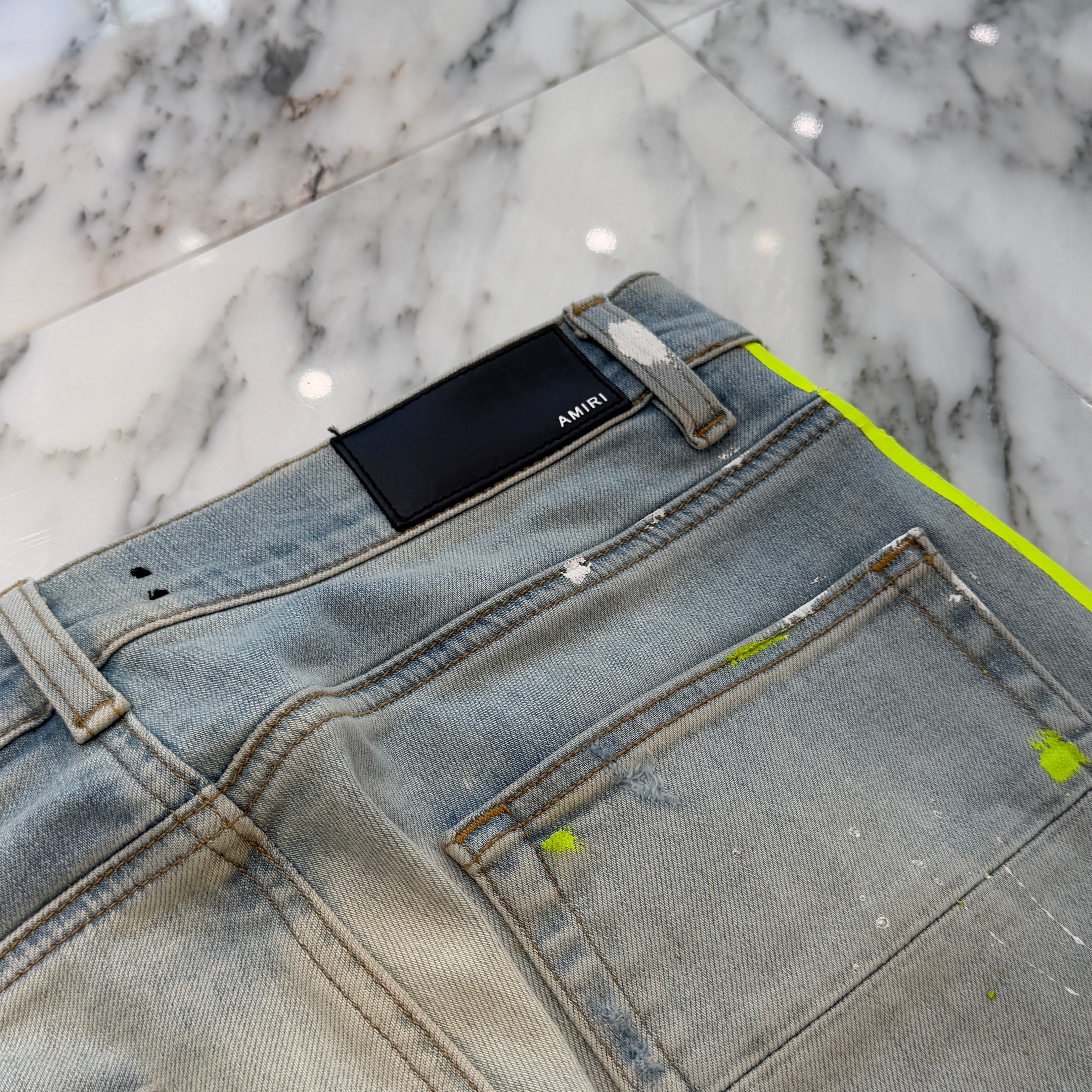 AMIRI Distressed Side Line Track Skinny Denim Pants Size 32 AMIRI Distressed Side Line Track Skinny Denim Pants Size 32