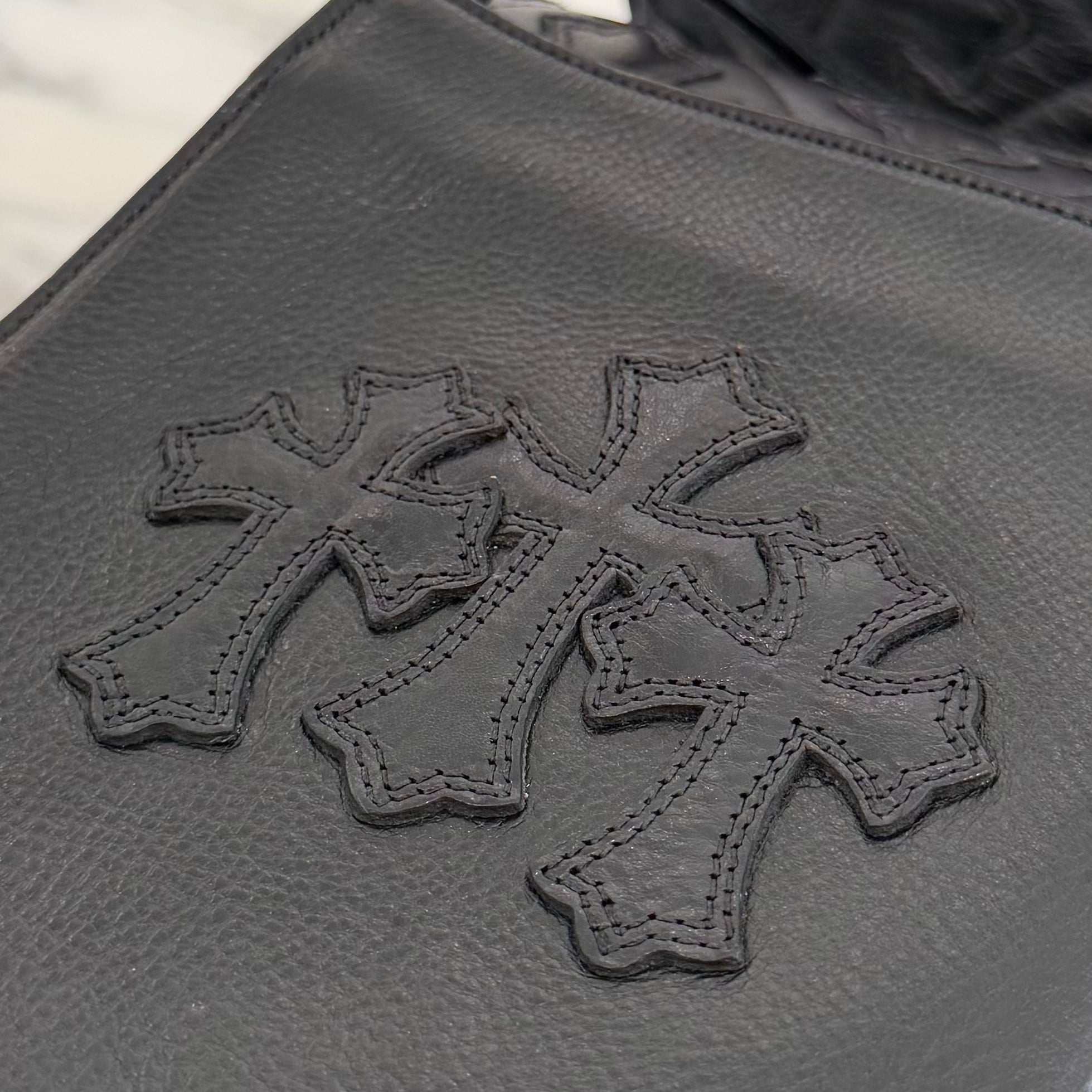 CHROME HEARTS Square Pocket 3 Cemetery Cross Leather Patch Shoulder Bag クロムハーツ スクエアポケット 3セメタリークロス レザーパッチ ショルダーバッグ